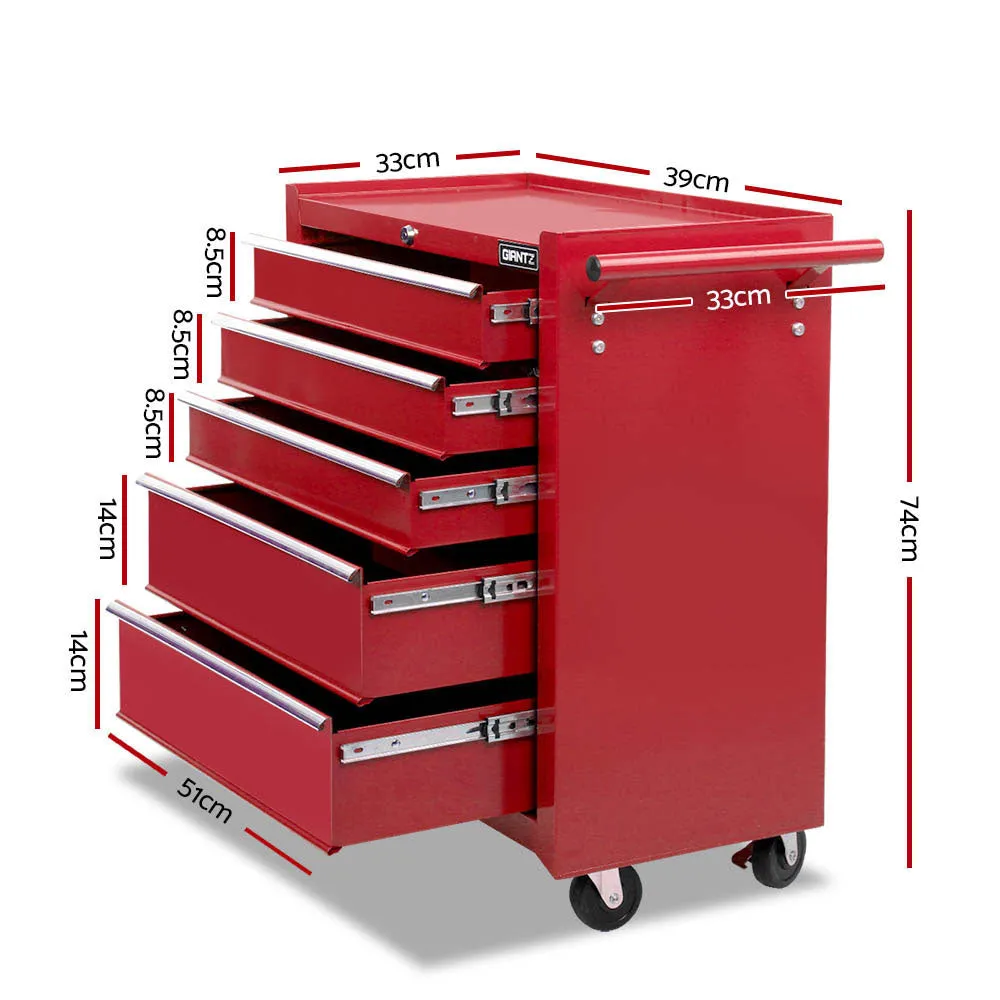 14-Drawer Lockable Tool Trolley Chest with Wheels - Giantz