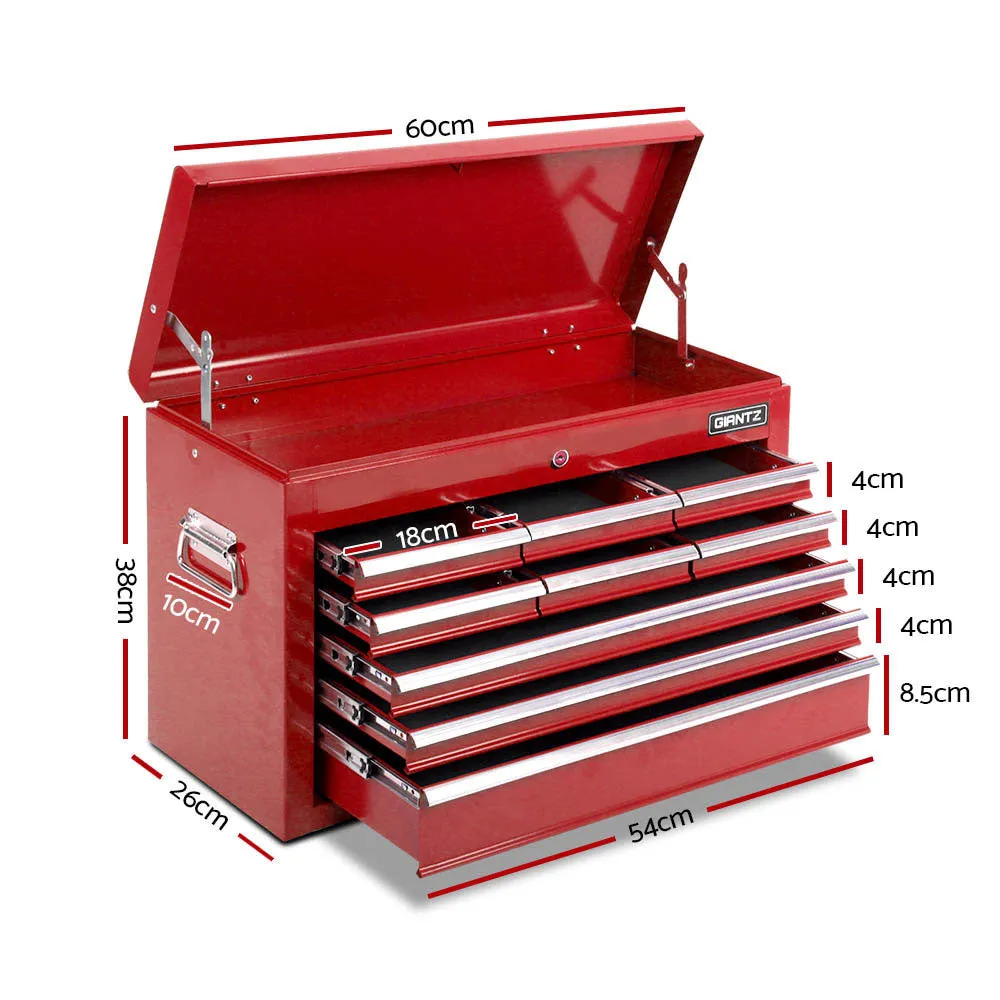 14-Drawer Lockable Tool Trolley Chest with Wheels - Giantz