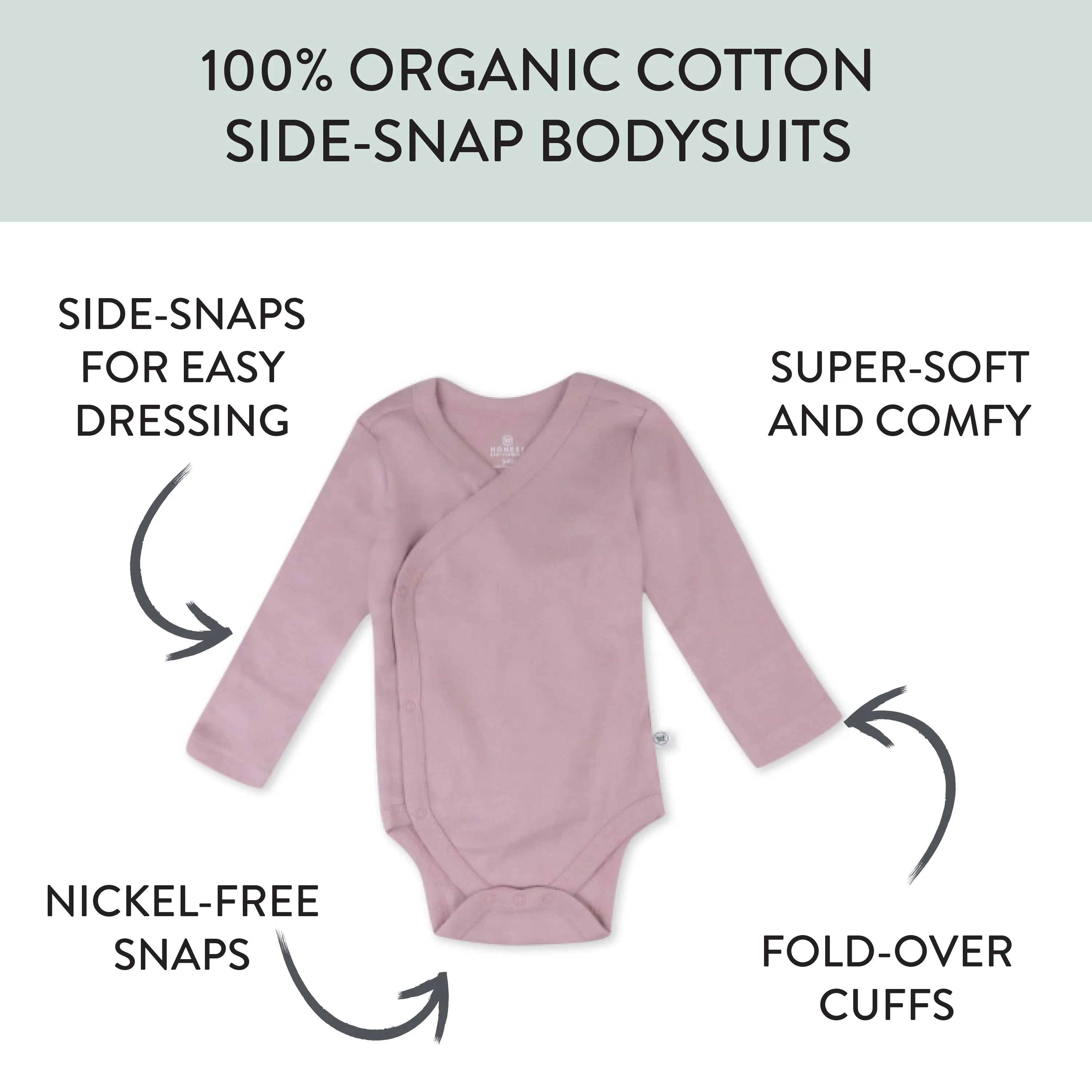 3-Pack Organic Cotton Long Sleeve Side-Snap Bodysuits