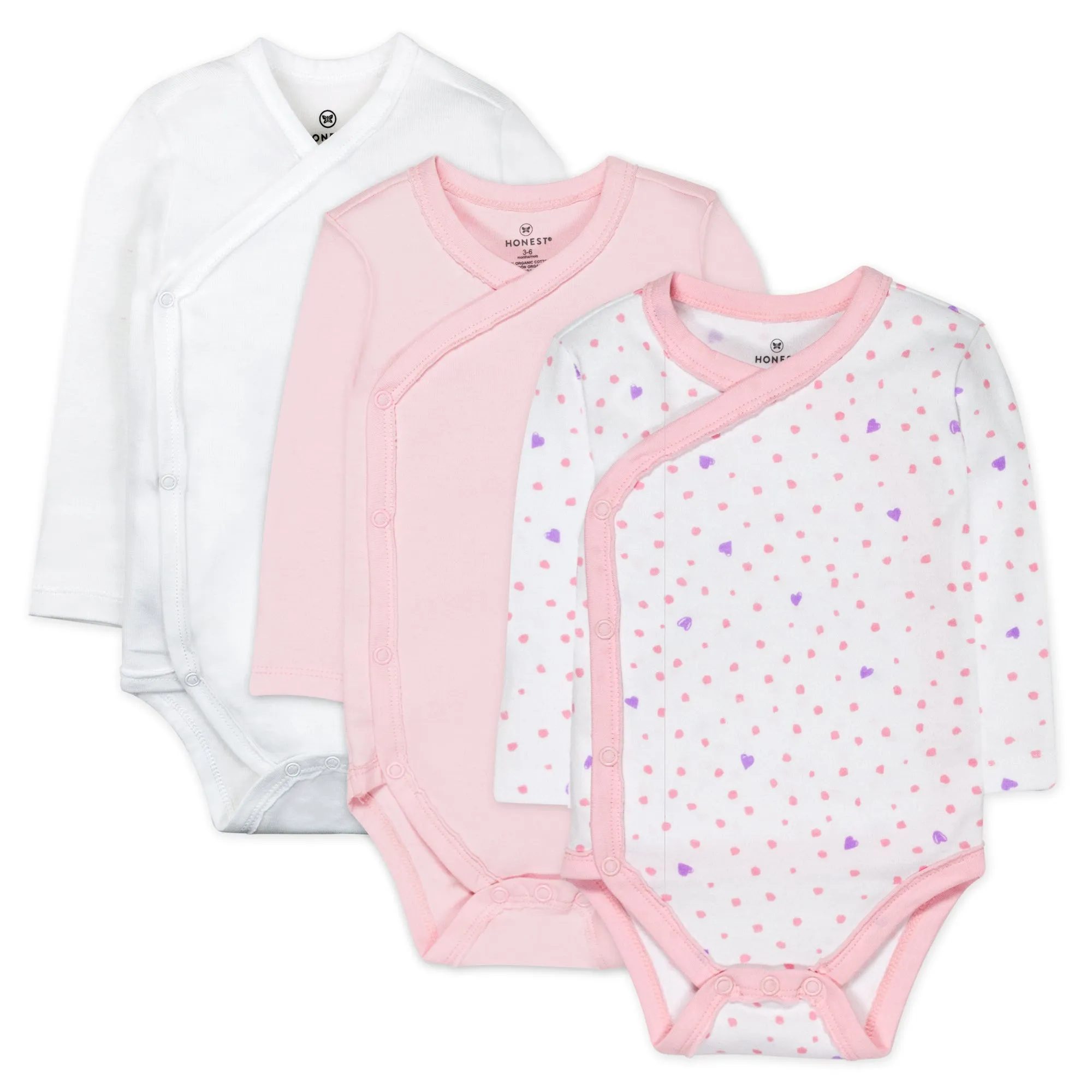 3-Pack Organic Cotton Long Sleeve Side-Snap Bodysuits