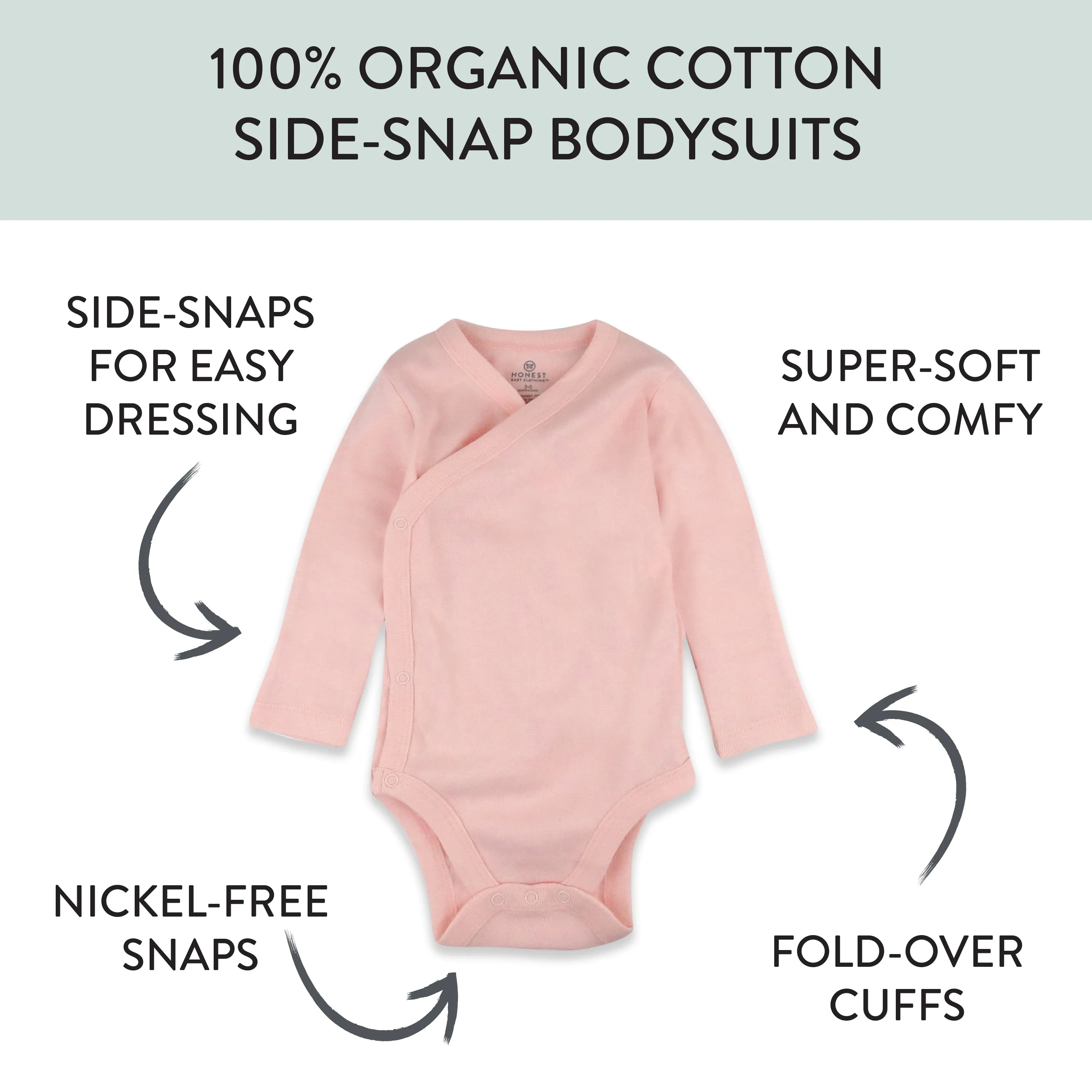 3-Pack Organic Cotton Long Sleeve Side-Snap Bodysuits