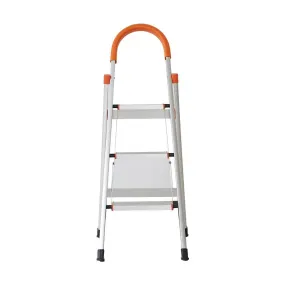 3 Step Aluminum Ladder Anti-Slip Stepladder with Rubber Hand Grip 330lbs Capacity Silver