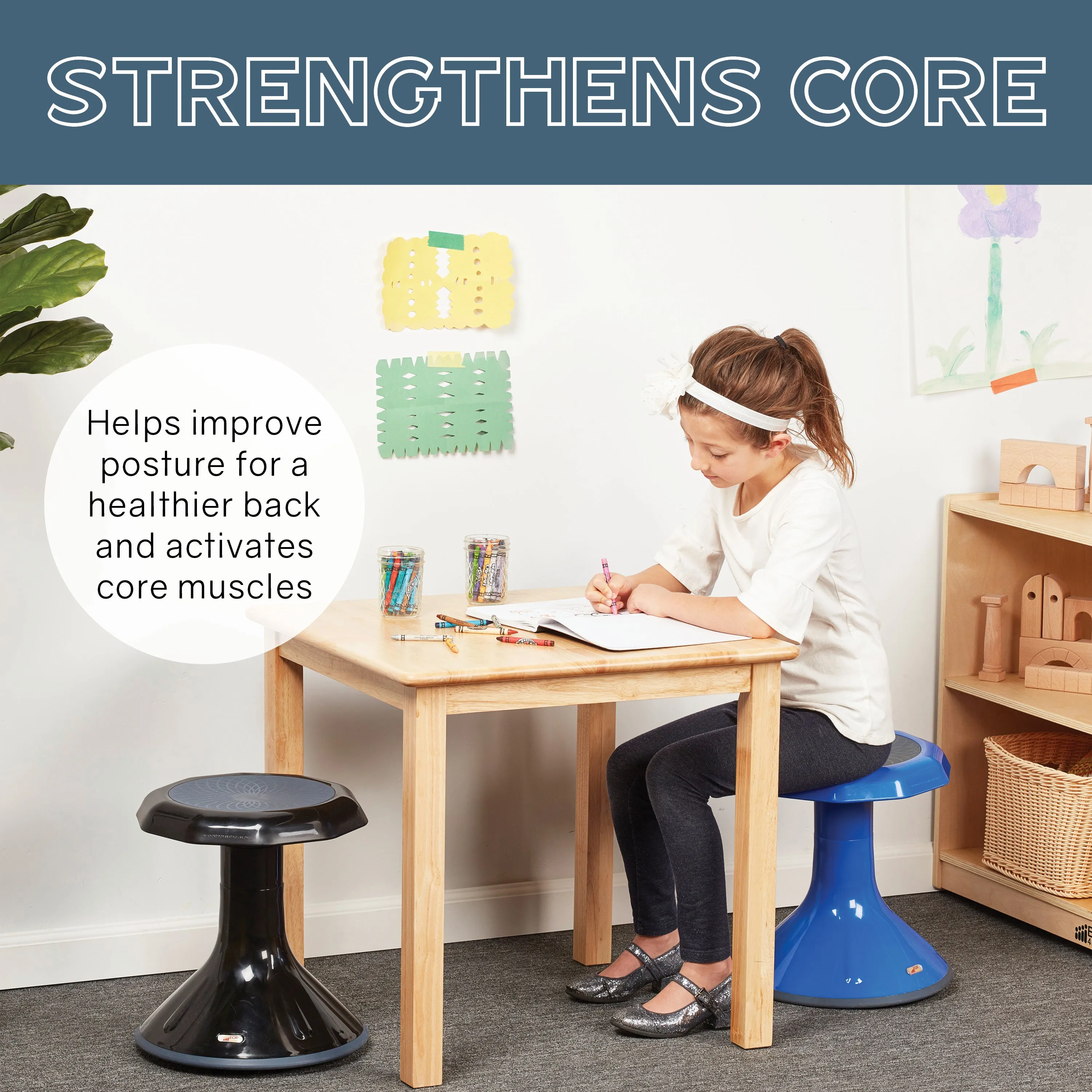 ACE Active Core Engagement Wobble Stool, Portable Flexible Seating, 20in Seat Height