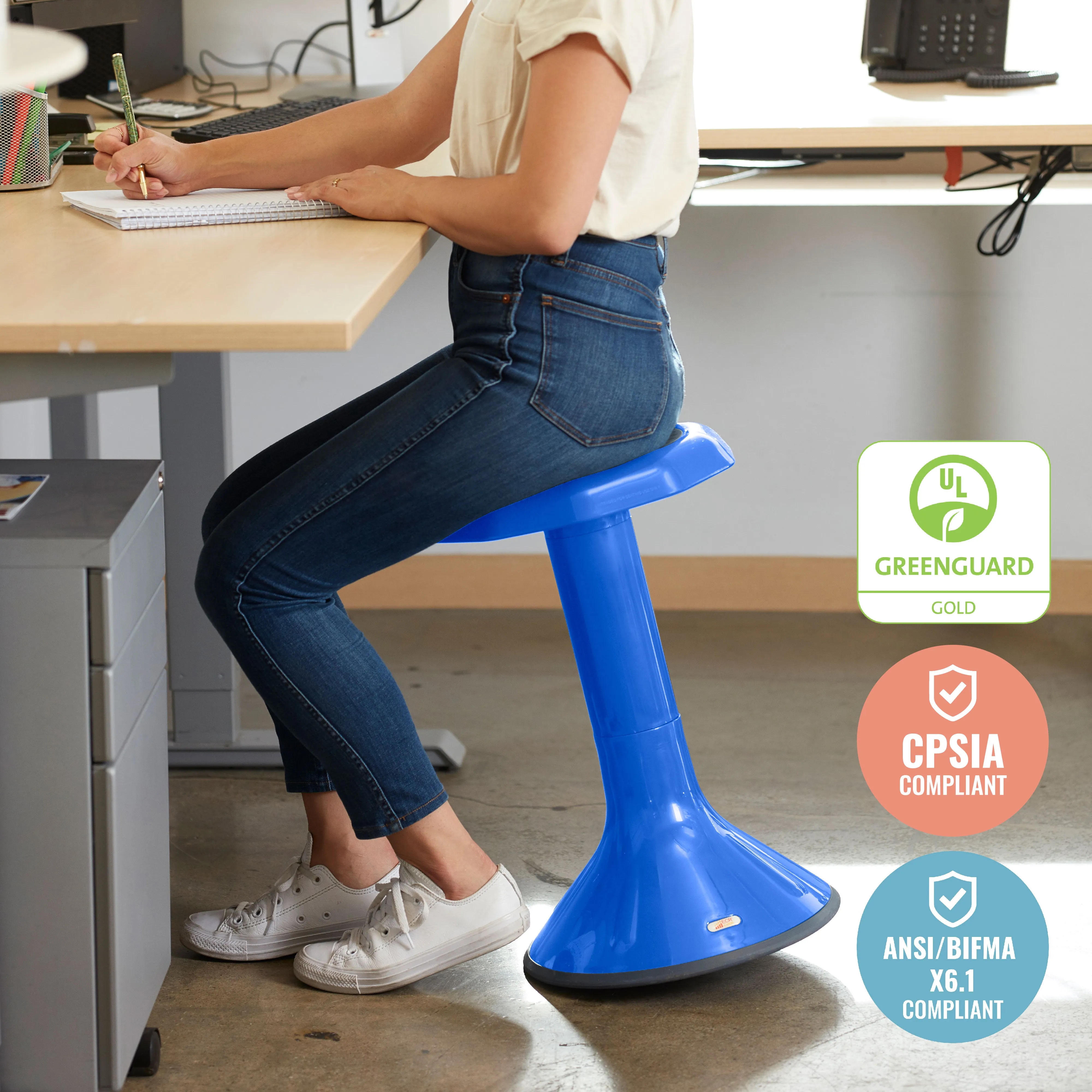 ACE Active Core Engagement Wobble Stool, Portable Flexible Seating, 20in Seat Height