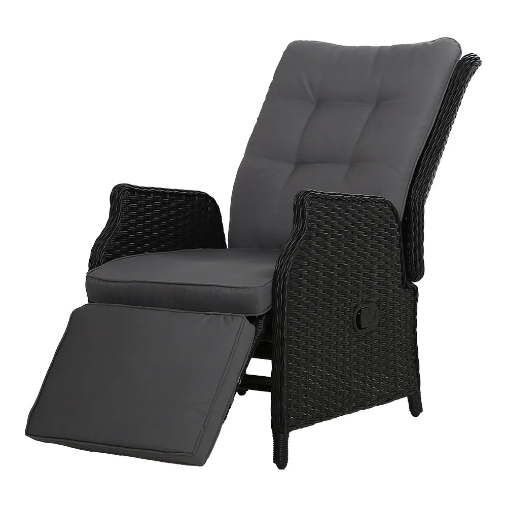 Adjustable PE Wicker Recliner Chair with Foam Cushion - Gardeon