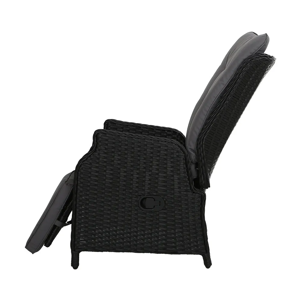 Adjustable PE Wicker Recliner Chair with Foam Cushion - Gardeon