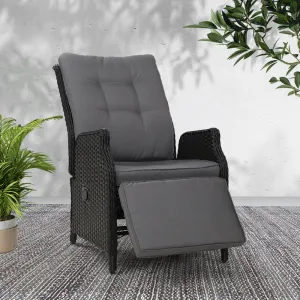 Adjustable PE Wicker Recliner Chair with Foam Cushion - Gardeon