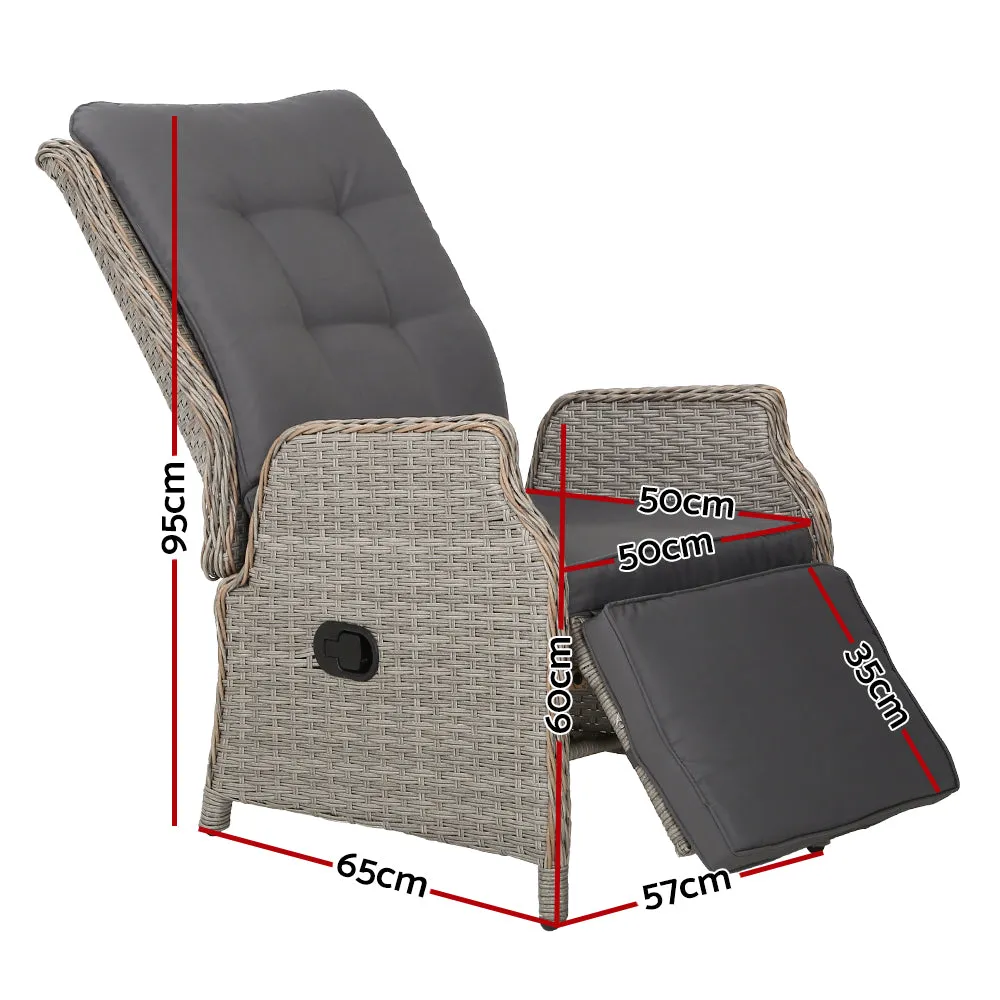 Adjustable PE Wicker Recliner Chairs (2PC) Outdoor/Indoor - Gardeon