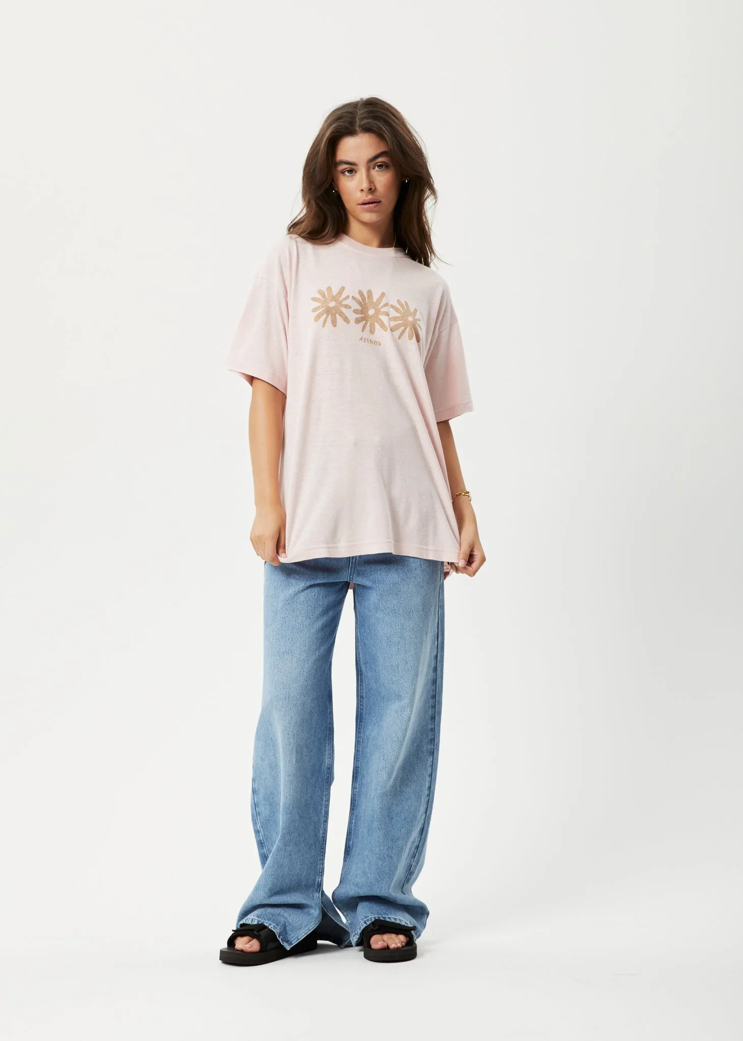 AFENDS Womens Adi Slay - Oversized Graphic T-Shirt - Lotus