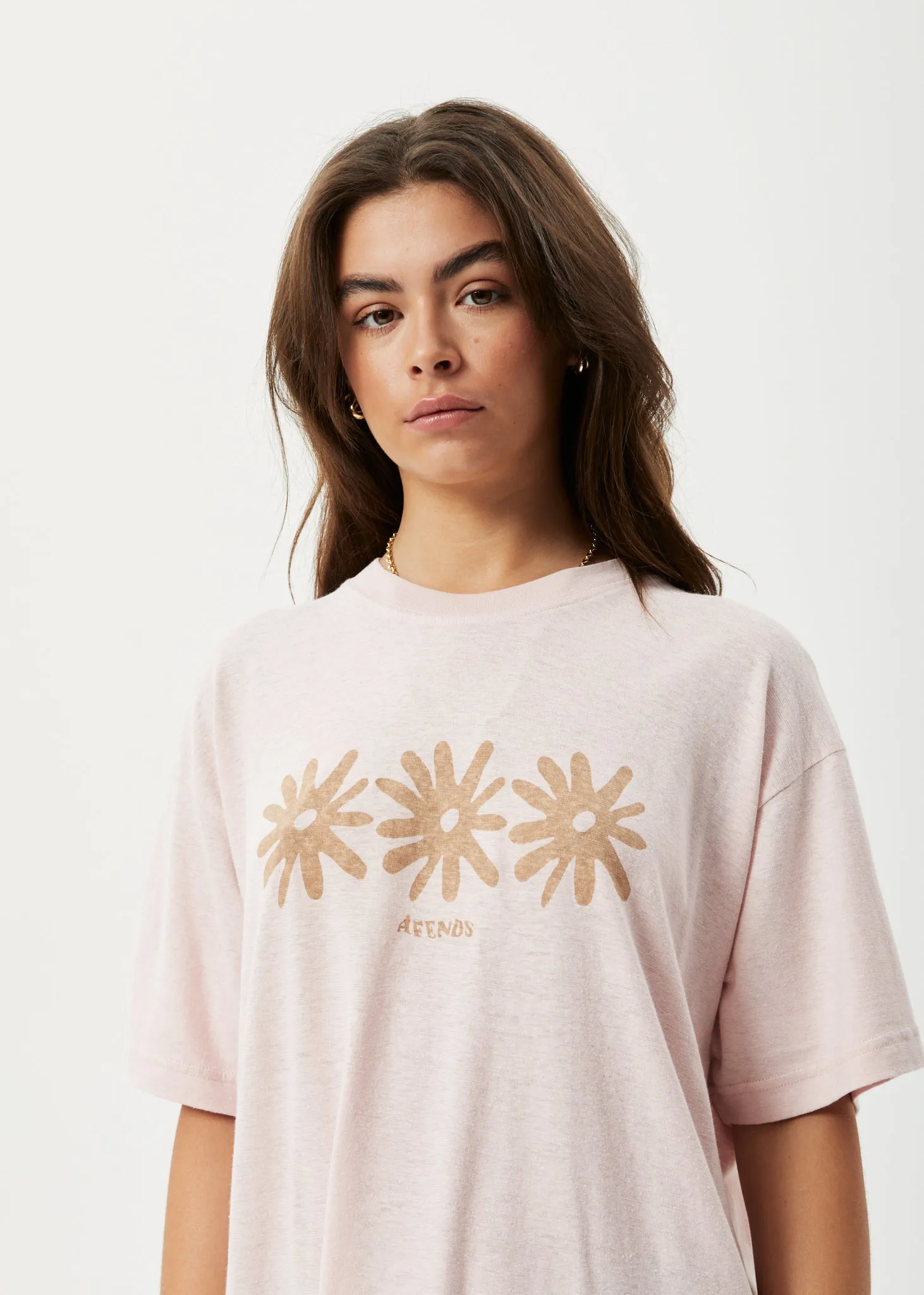 AFENDS Womens Adi Slay - Oversized Graphic T-Shirt - Lotus