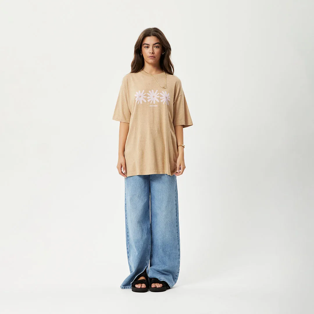 AFENDS Womens Adi Slay - Oversized Graphic T-Shirt - Tan