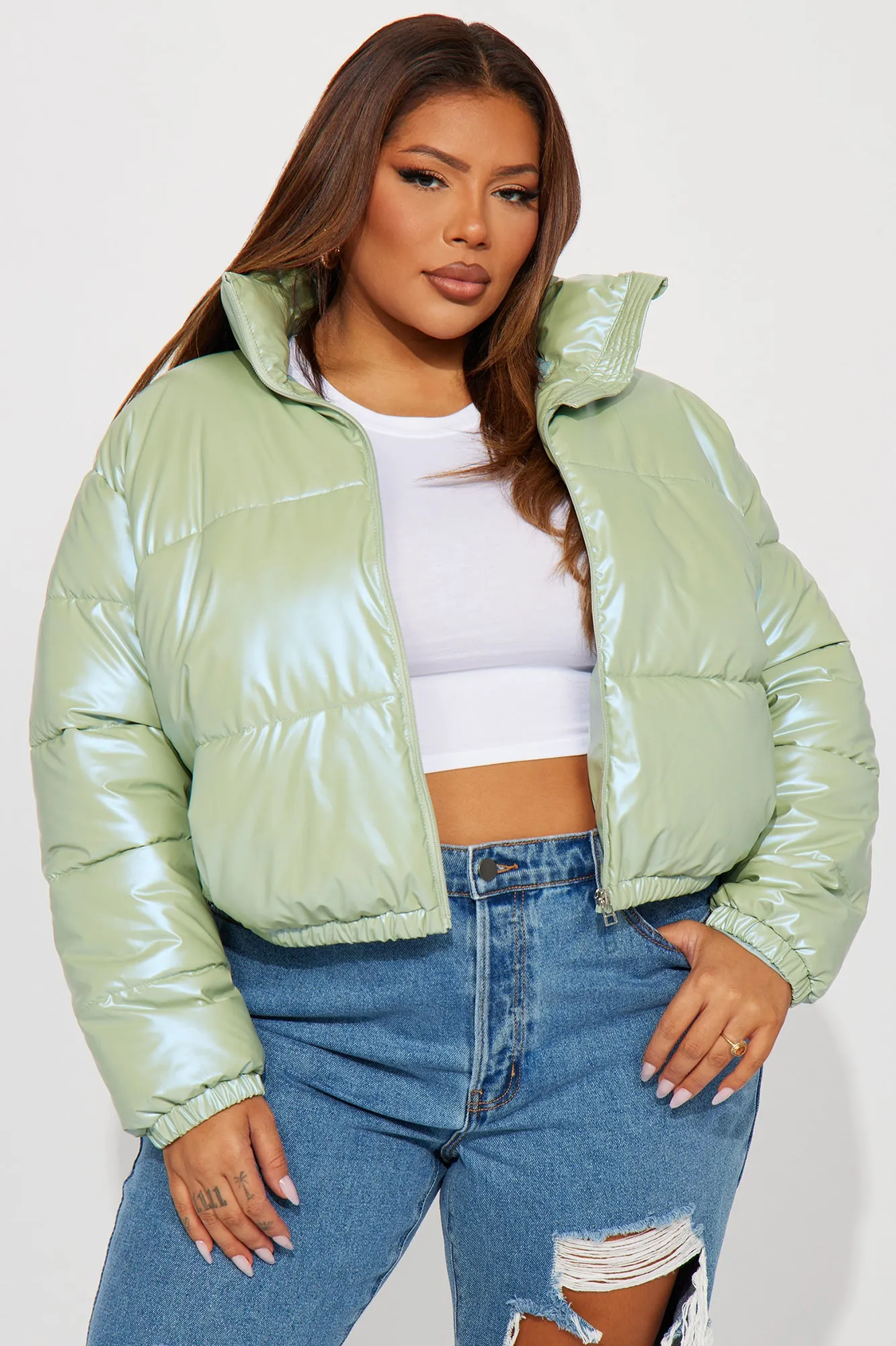 All Of The Lights Puffer Jacket - Sage