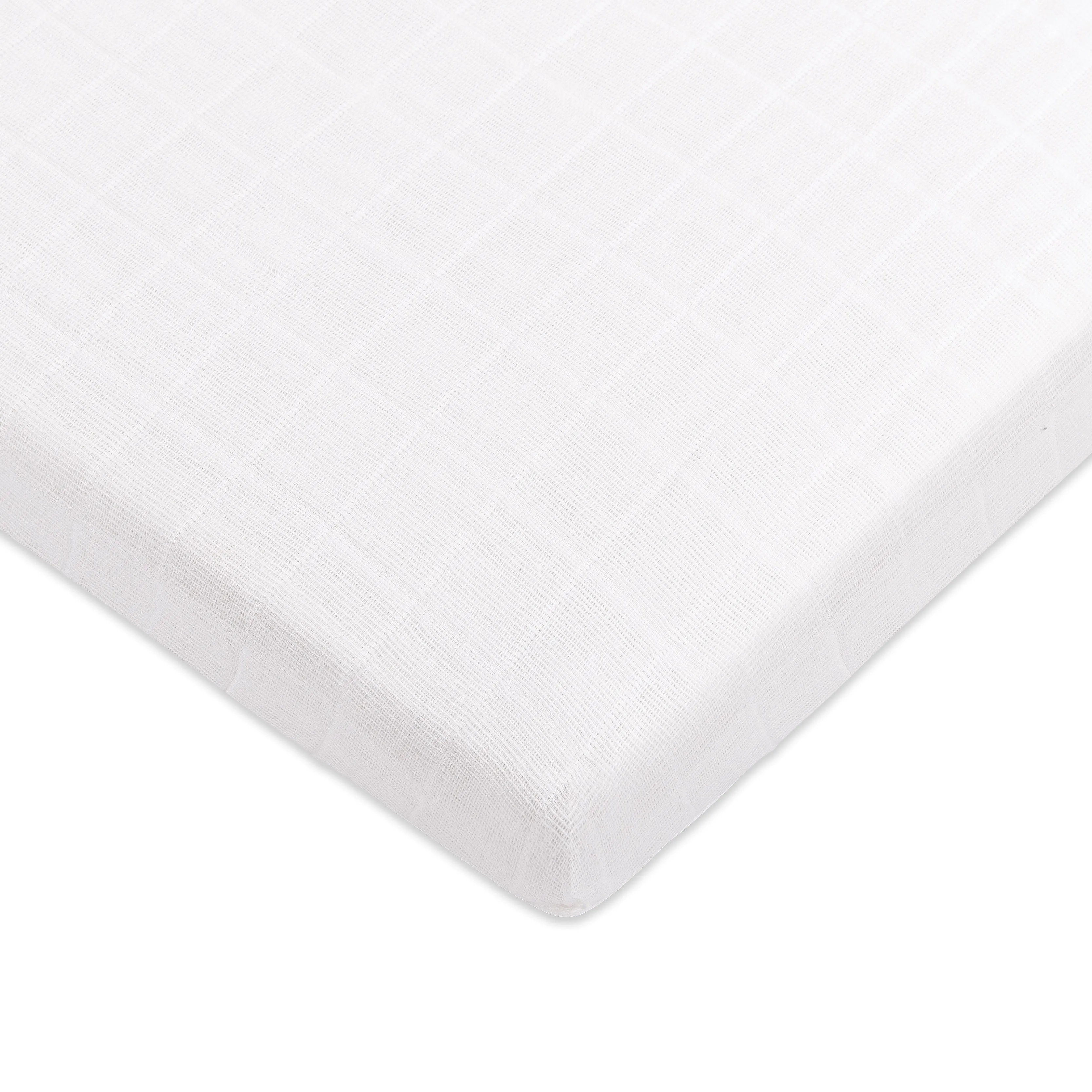 All-Stages Midi Crib Sheet in GOTS Certified Organic Muslin Cotton - White