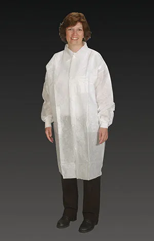 Alpha Protech Nutech Lab Coats Lab Coat, 4X-Large/5X-Large, White, Tapered Collar, Elastic Wrist, 25/Cs