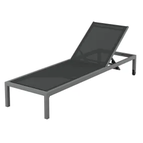 Aluminium Sun Lounger With Wheels Grey