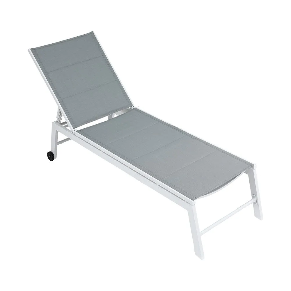 Aluminium Sun Lounger with Wheels - White