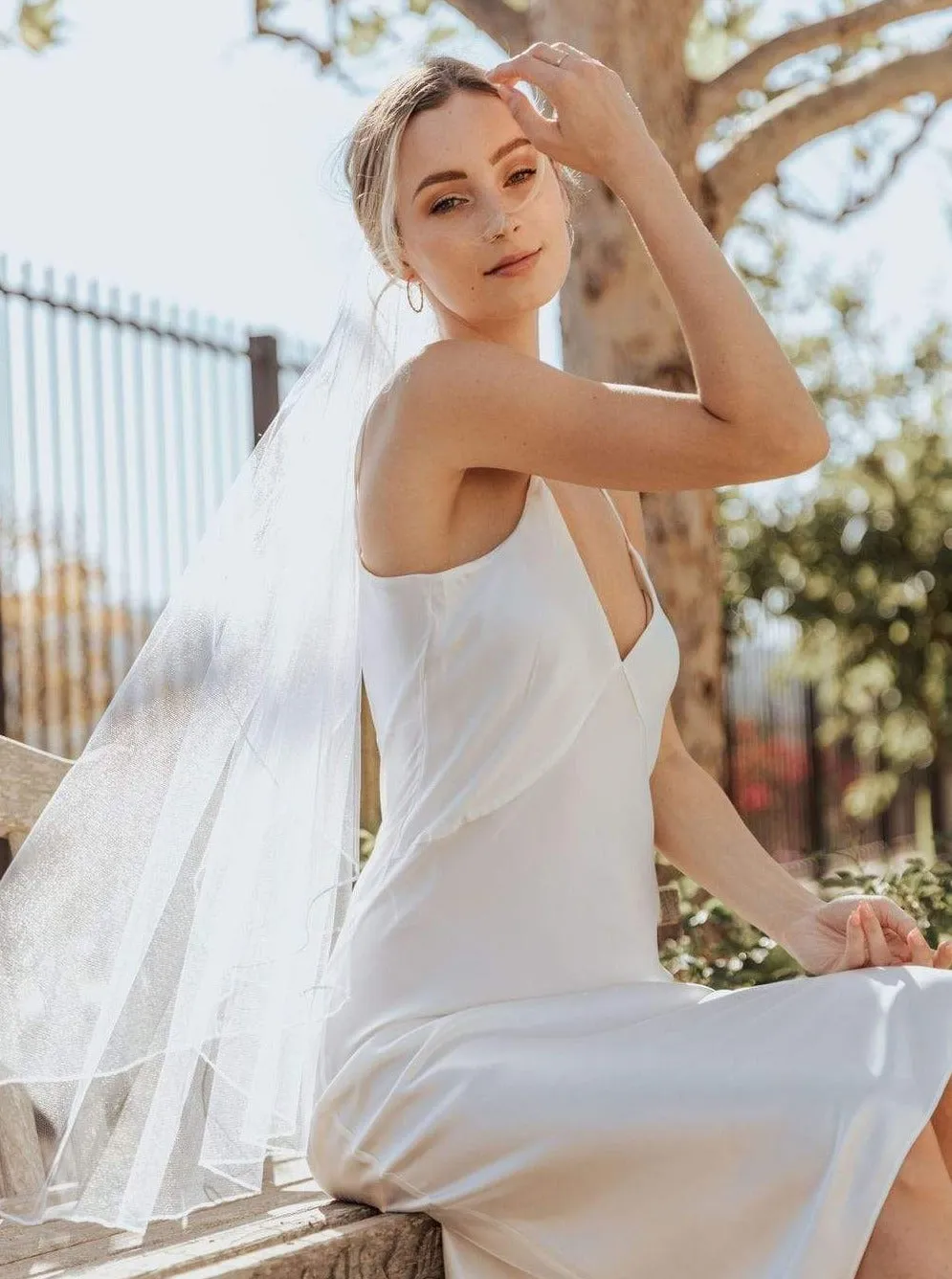 Aphrodite Bridal White Silk Slip Dress · Light Champagne