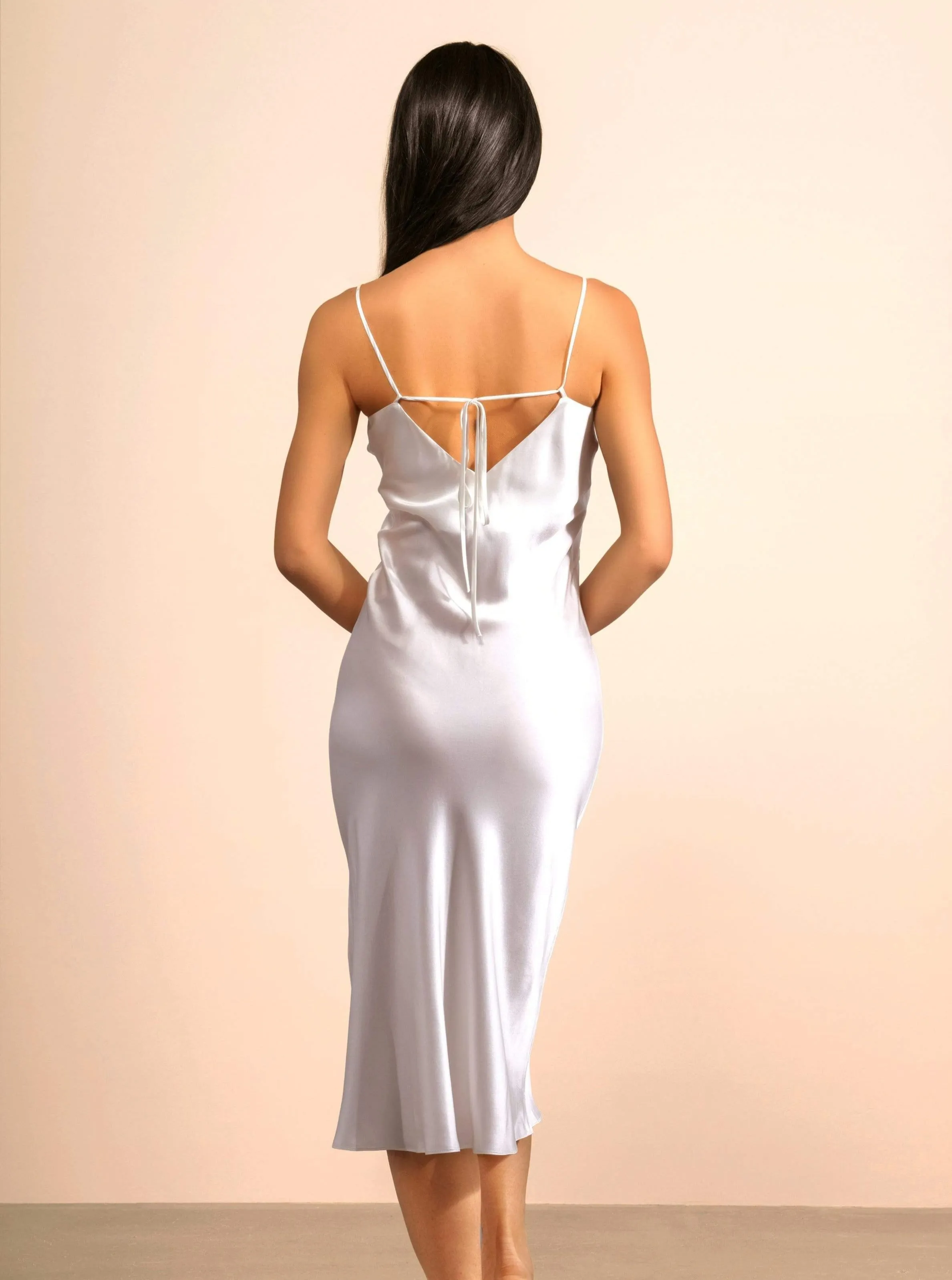 Aphrodite Bridal White Silk Slip Dress · Light Champagne