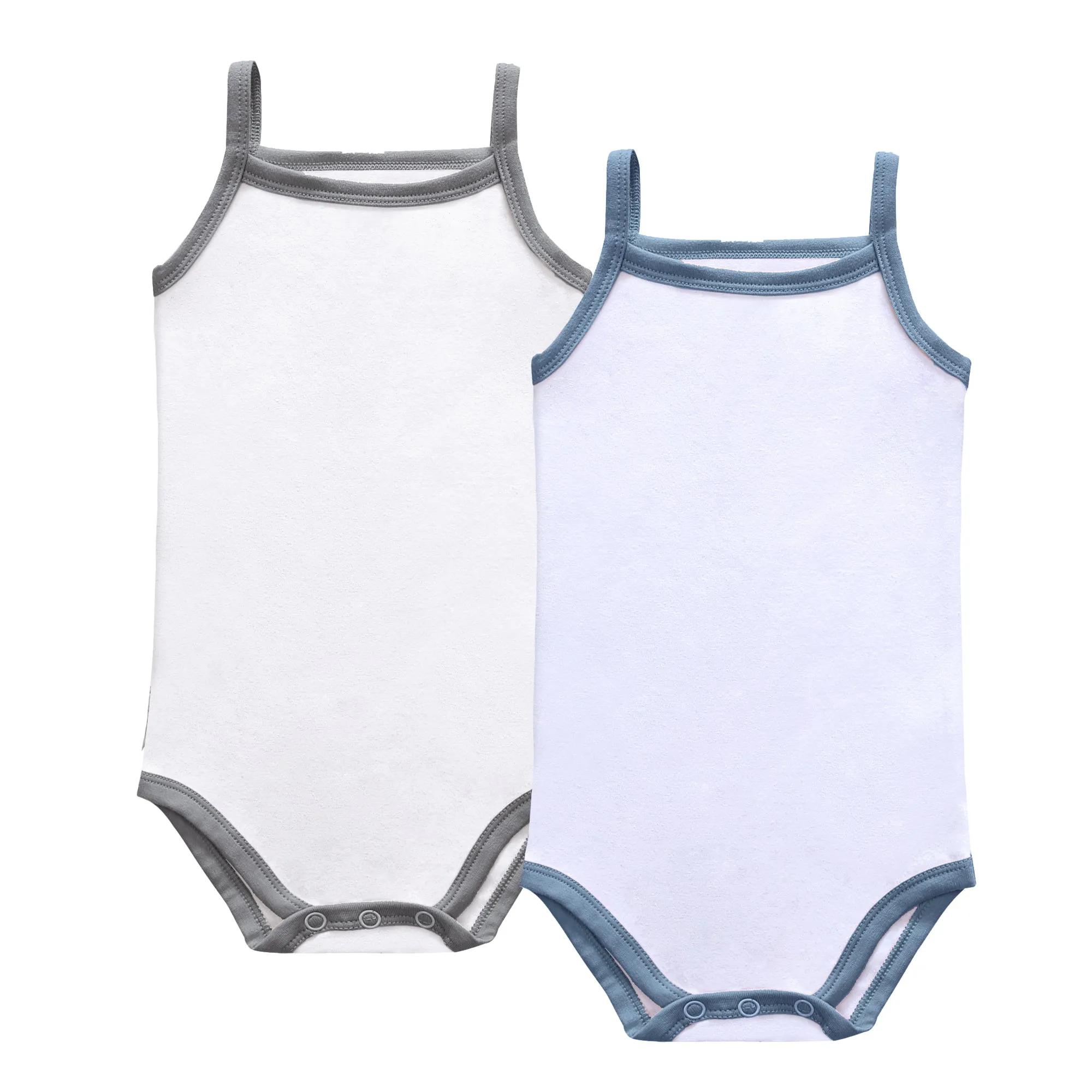 Baby Jersey 2pc Bodysuit - White/Trim (Blue,Grey)