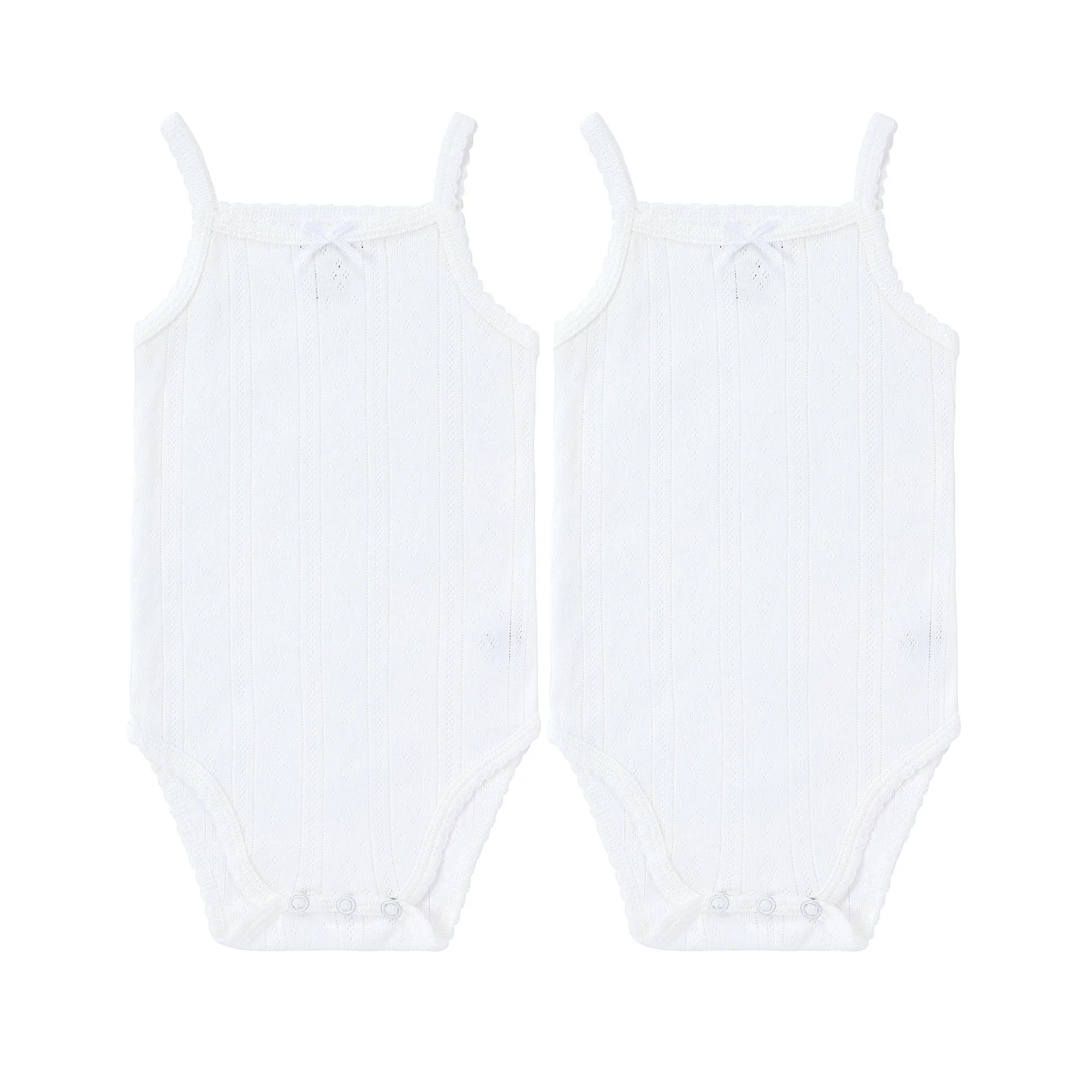 Baby Pointelle 2pc Bodysuit with Bow - White