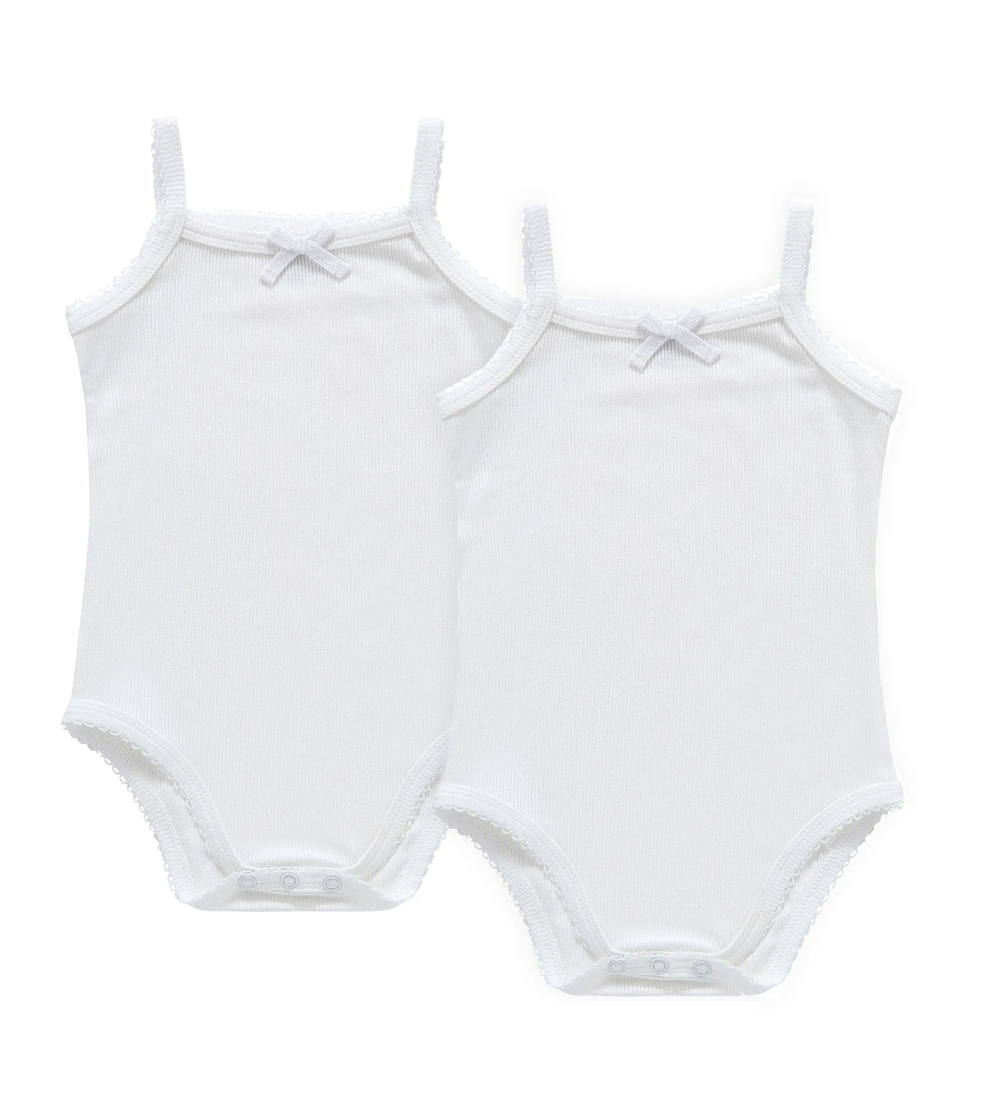 Baby Ribbed 2pc Bodysuit with Bow - White