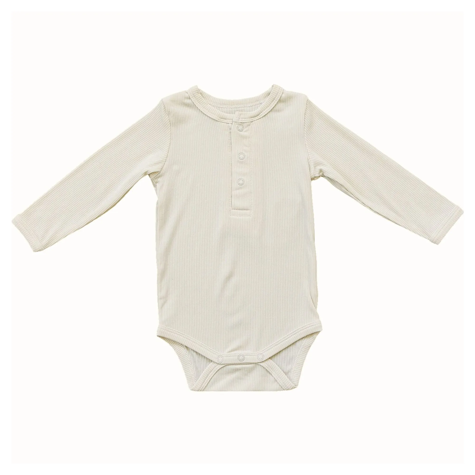 Bamboo Snap Long Sleeve Ribbed Bodysuit - Cream