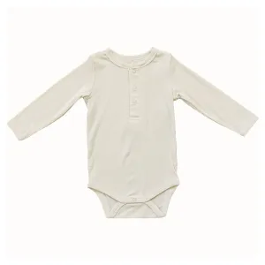 Bamboo Snap Long Sleeve Ribbed Bodysuit - Cream