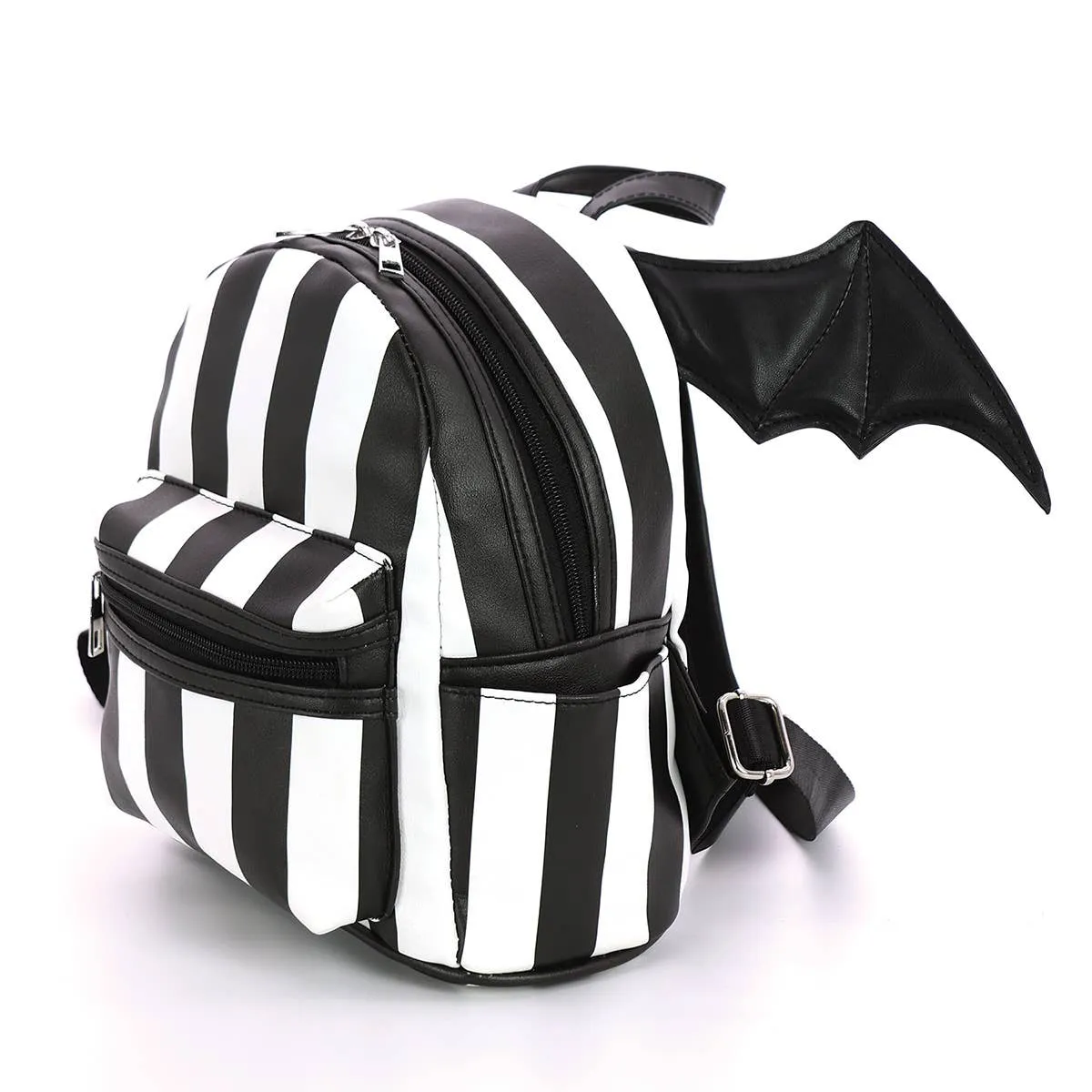 Bat Wing Striped Mini Backpack Adorable Goth Style