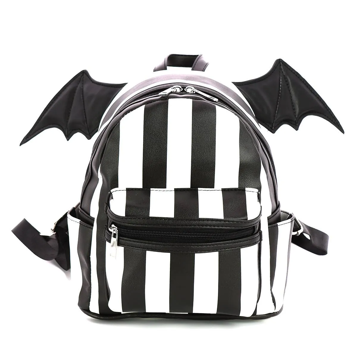 Bat Wing Striped Mini Backpack Adorable Goth Style