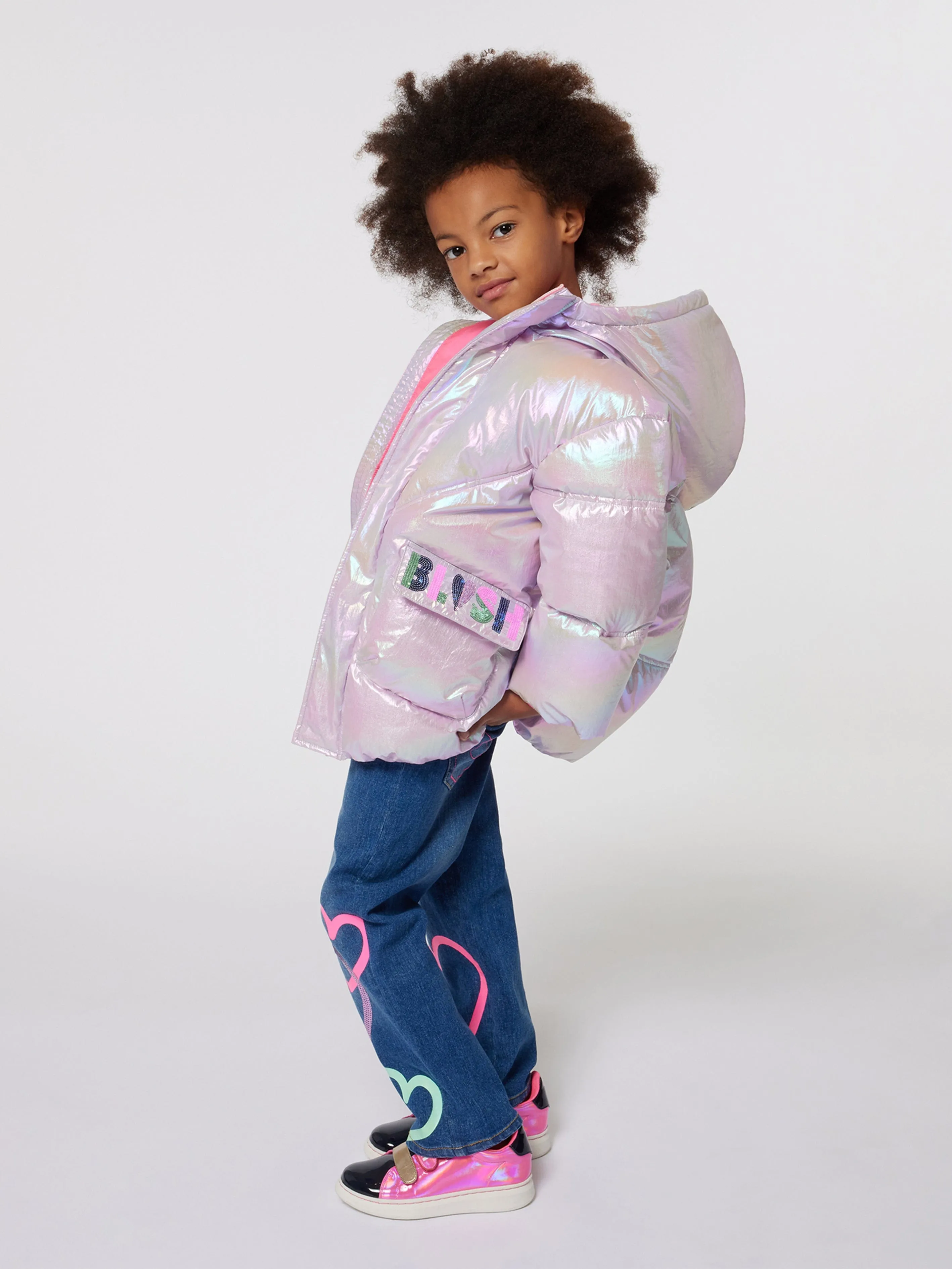 Billieblush Girls Hooded Puffer Jacket in Purple