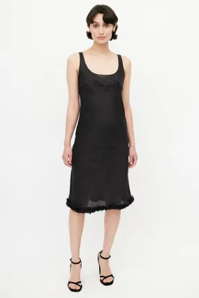 Black Ruffled Slip Dress