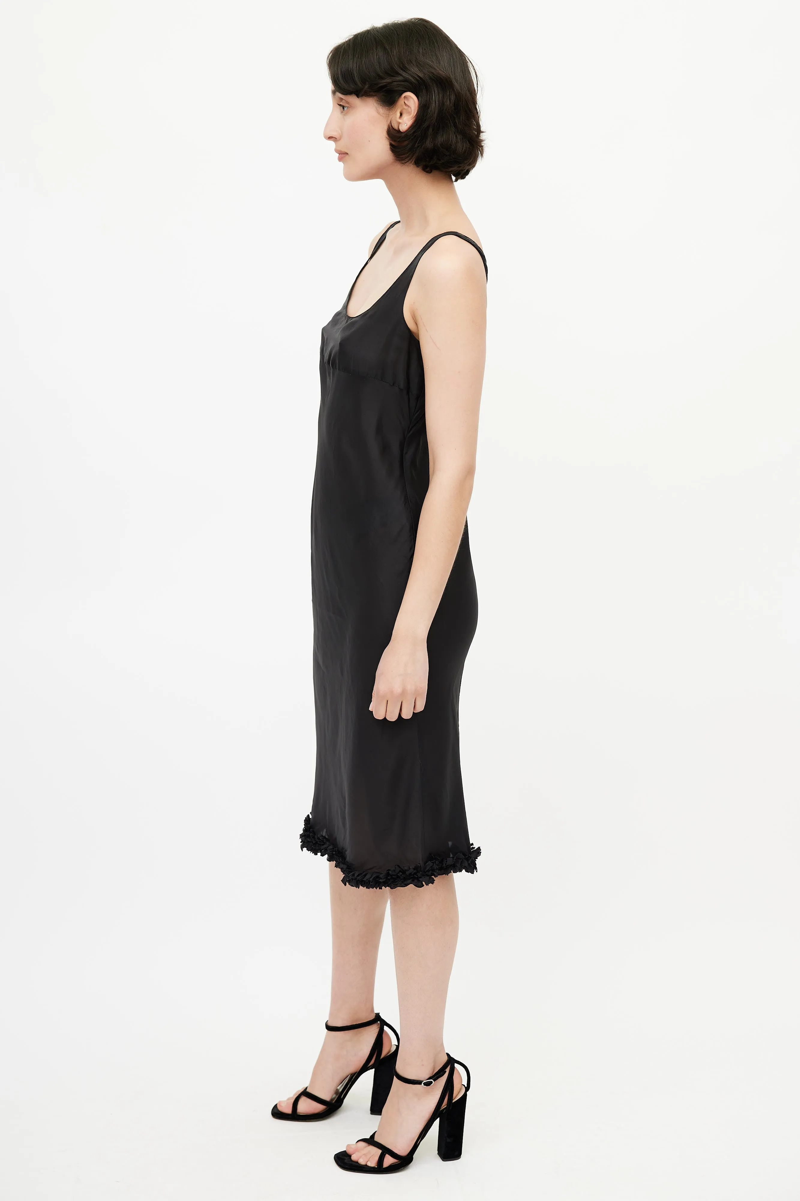 Black Ruffled Slip Dress