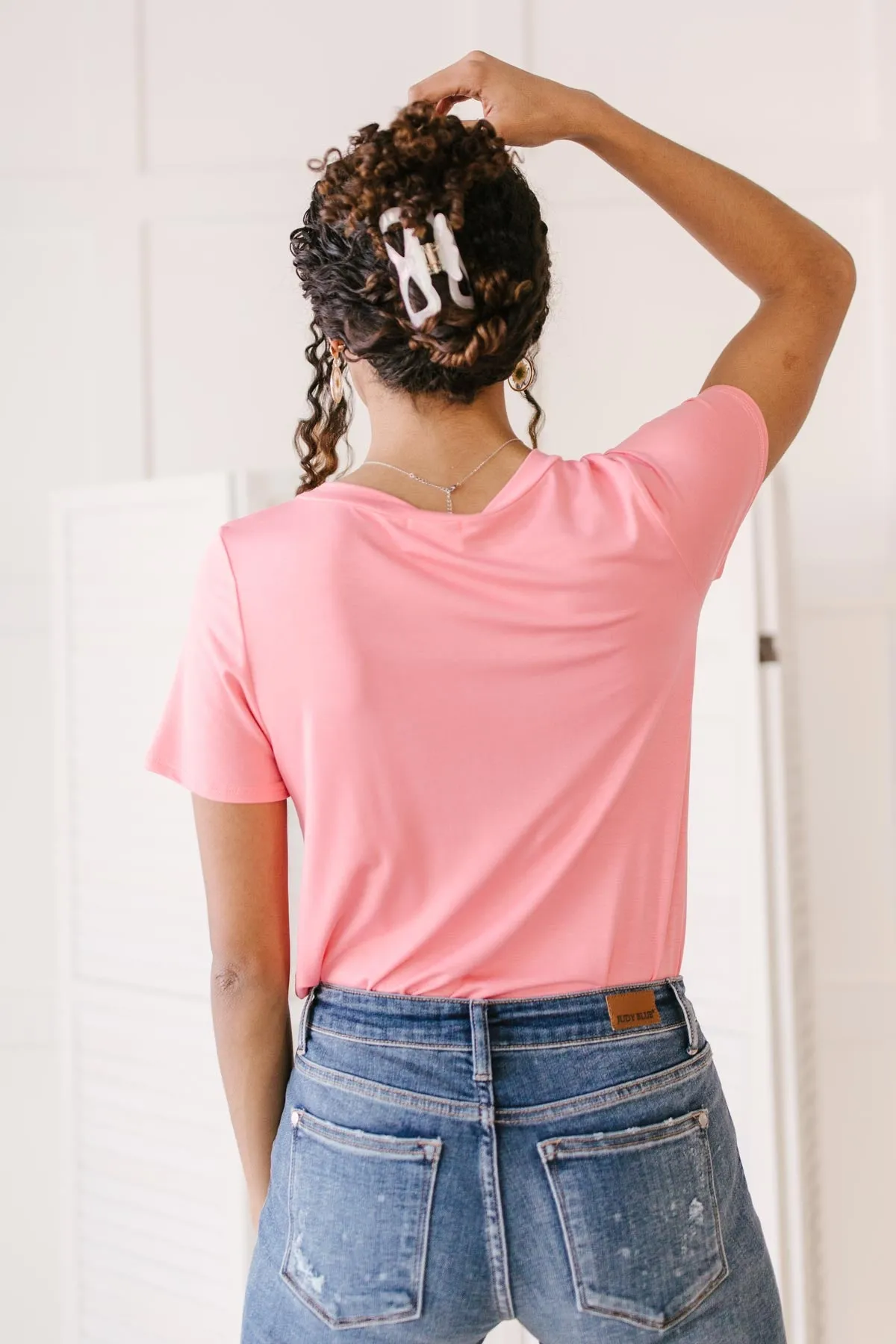 Boyfriend Fit Bodysuit in Coral