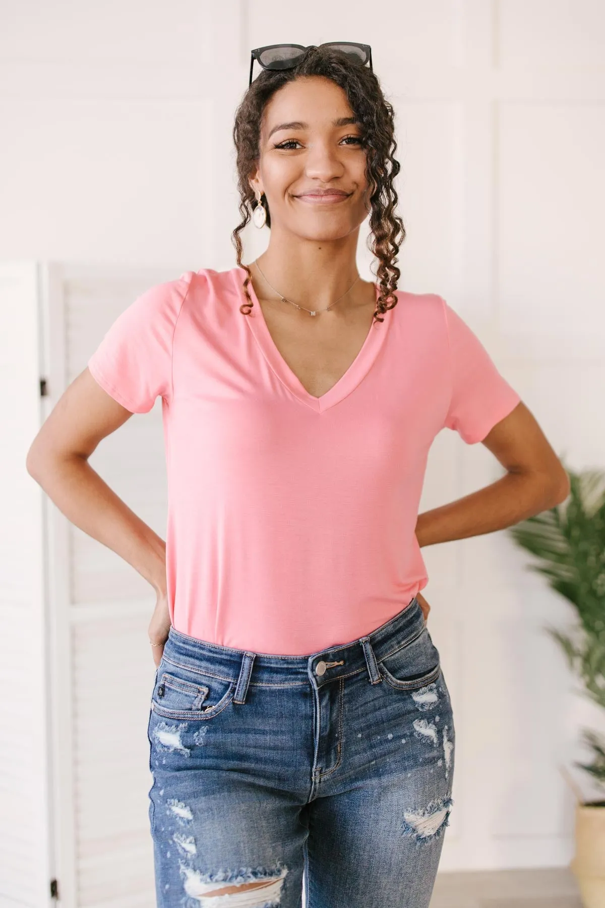 Boyfriend Fit Bodysuit in Coral