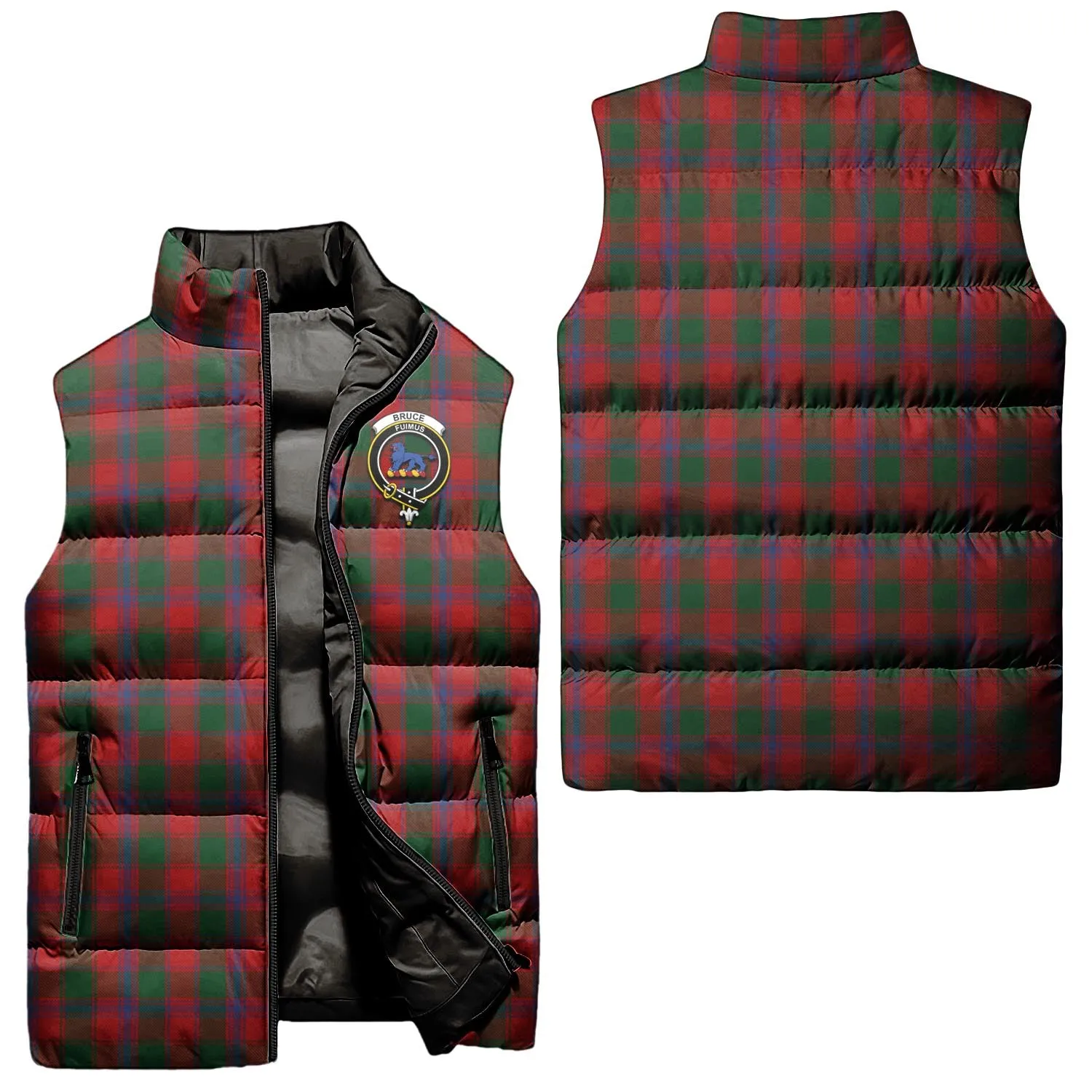 Bruce Old Tartan Sleeveless Puffer Jacket with Family Crest