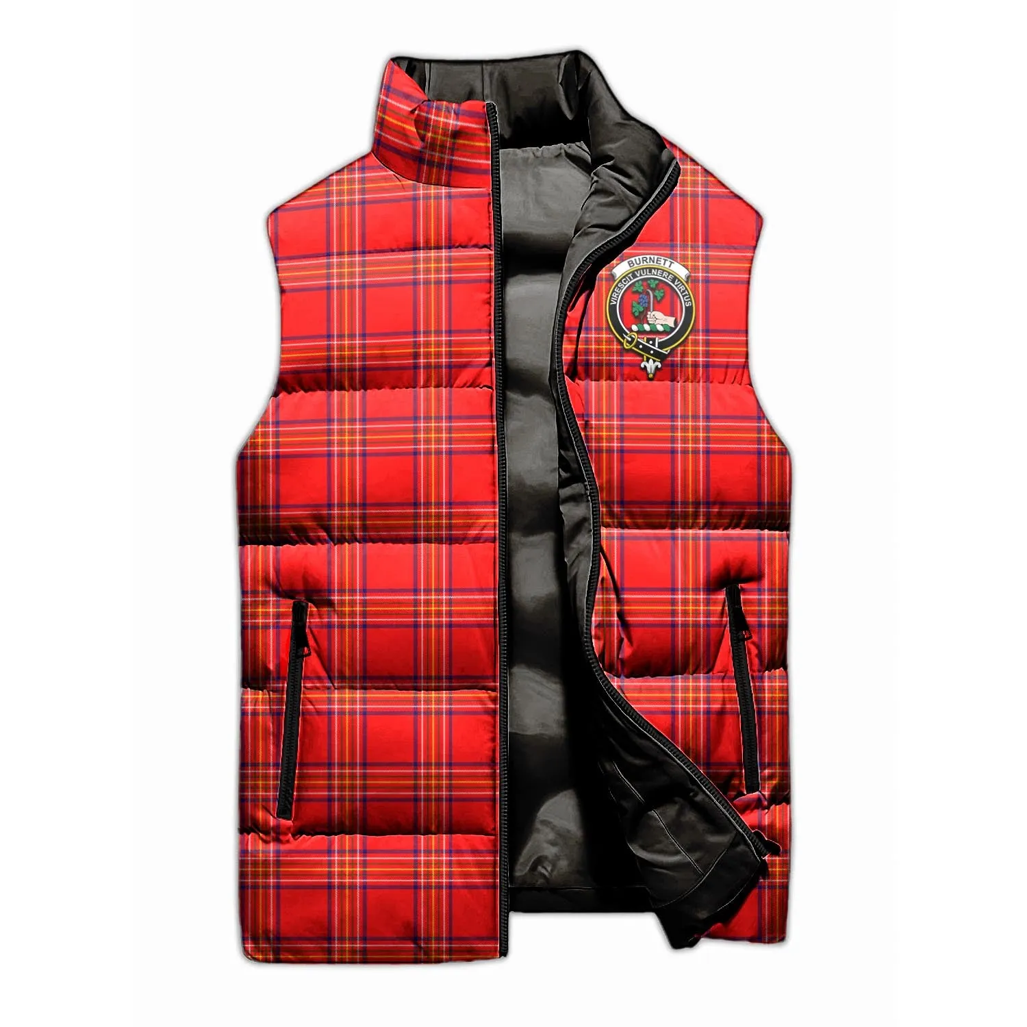 Burnett Modern Tartan Sleeveless Puffer Jacket with Family Crest