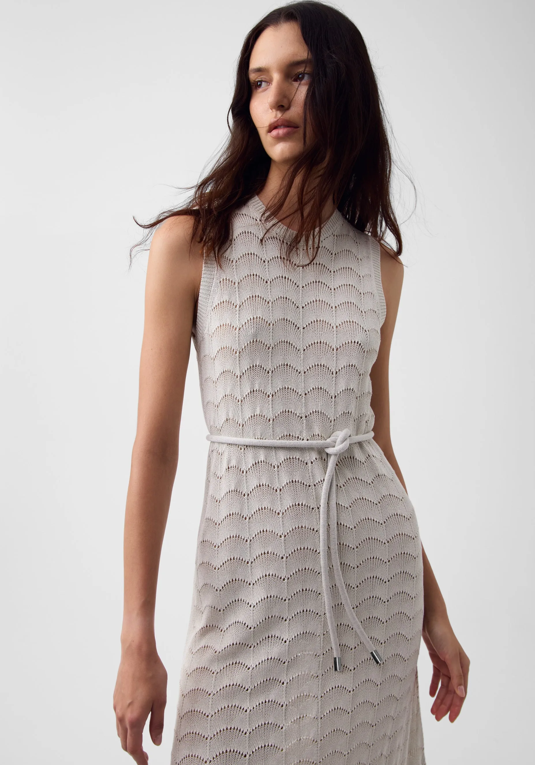 Calista Knit Midi Dress_Silver