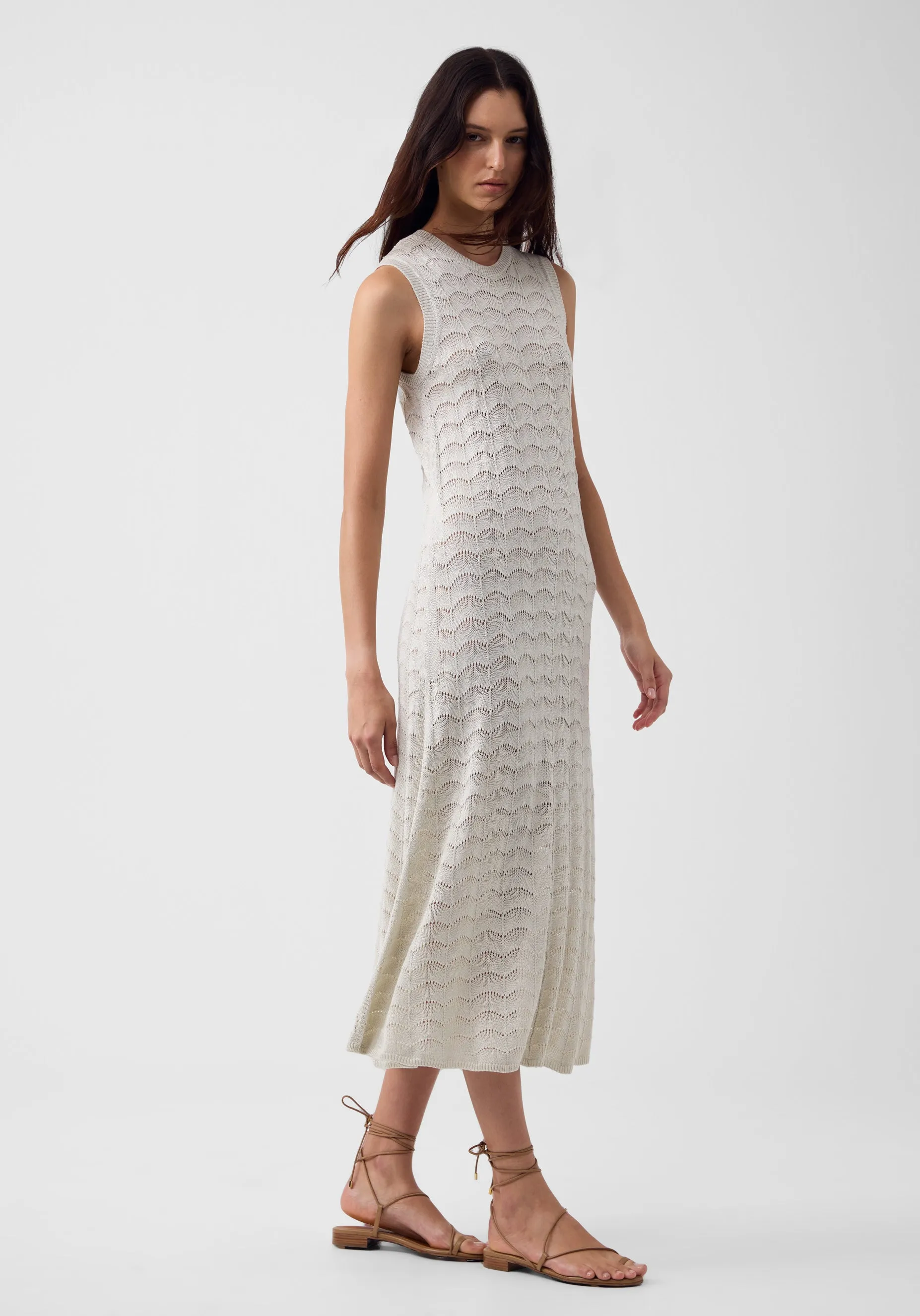 Calista Knit Midi Dress_Silver