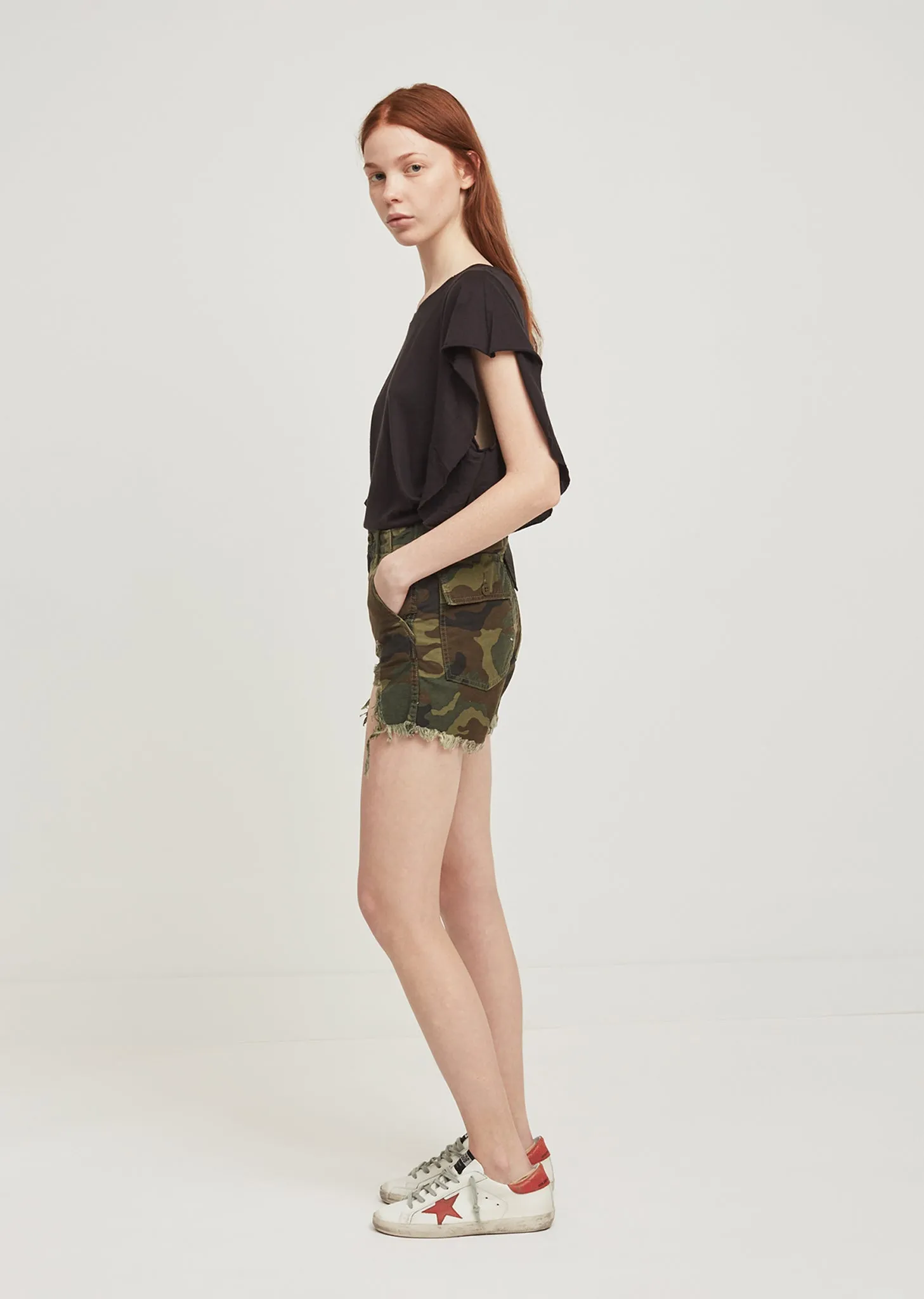 Camo Distressed Camp Shorts