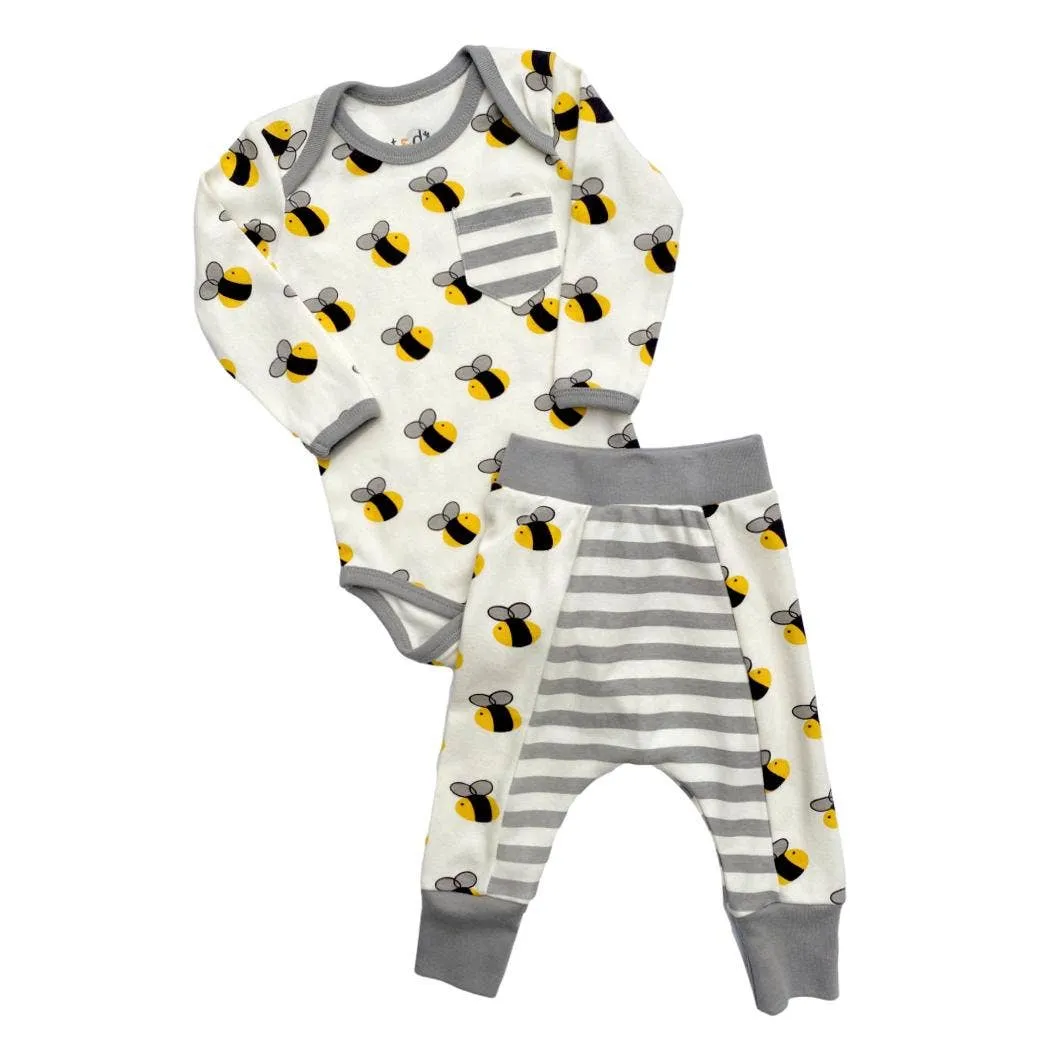 Cat & Dogma - Bee Two-piece Organic Baby Bodysuit & Pants Set