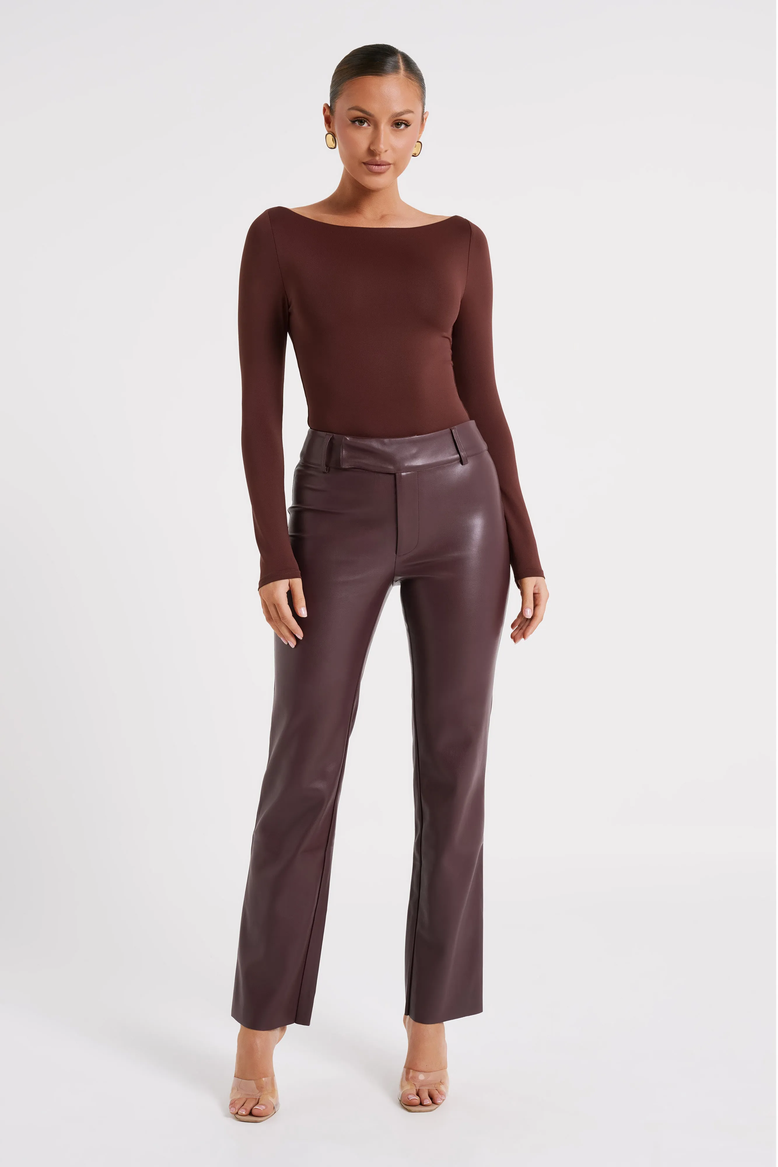 Cate Boatneck Long Sleeve Bodysuit - Chocolate