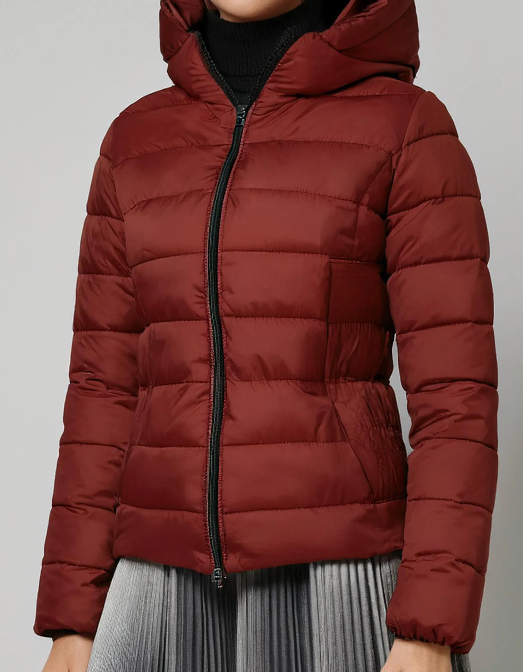 Cherry Red Cropped Puffer Jacket