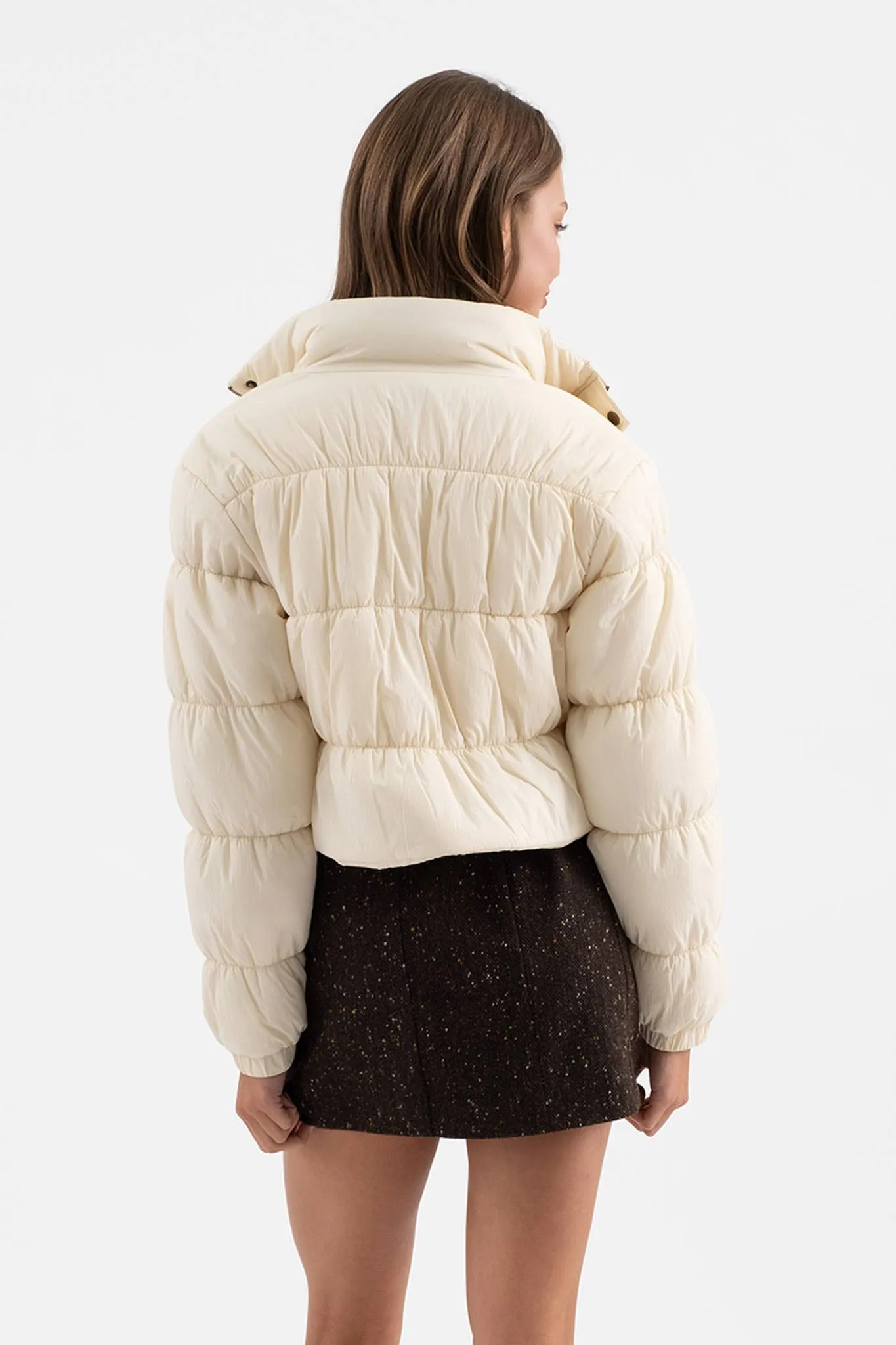 CROPPED ZIP UP CARGO PUFFER JACKET