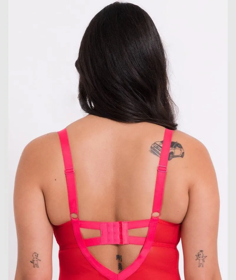 Curvy Kate Elementary Plunge Bodysuit - Red/Pink