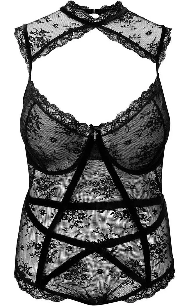 Dark Desire Lace Bodysuit | Black