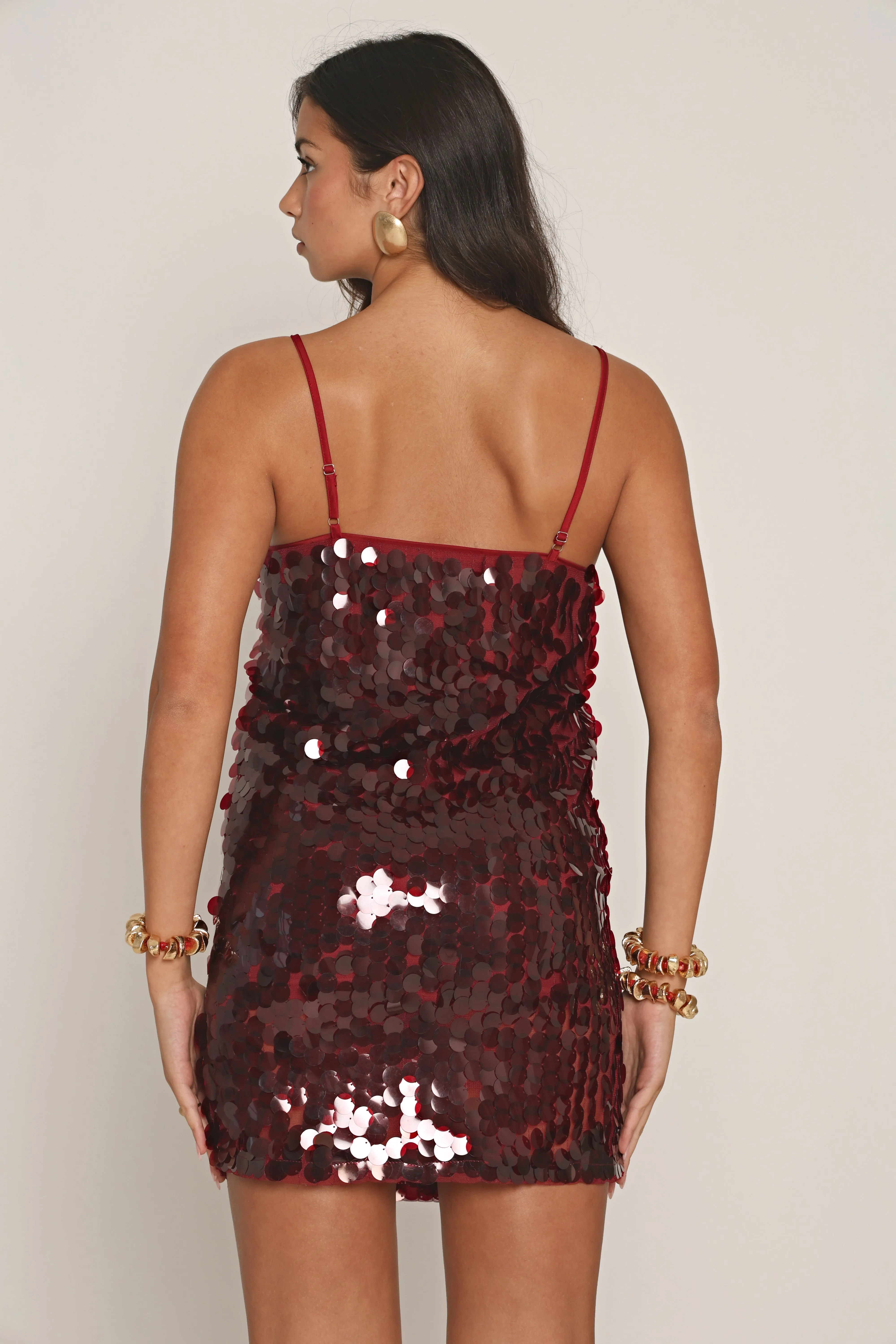 DISC SEQUIN SLIP DRESS