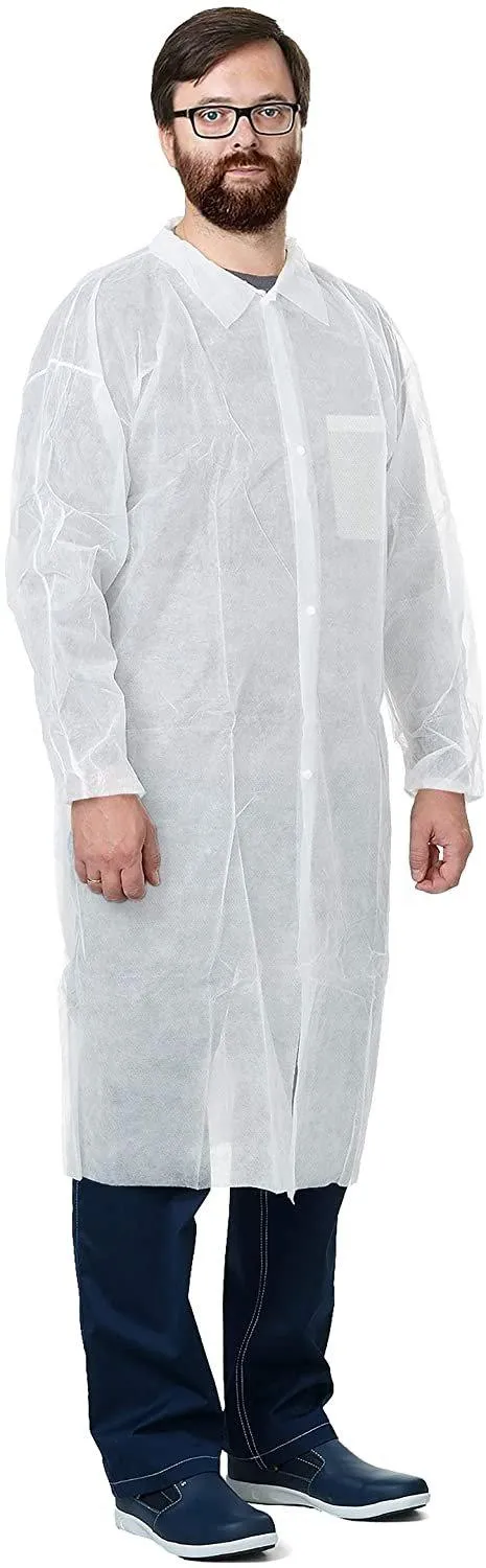 Disposable Lab Coats Pack of 10 White Adult Frocks X-Large