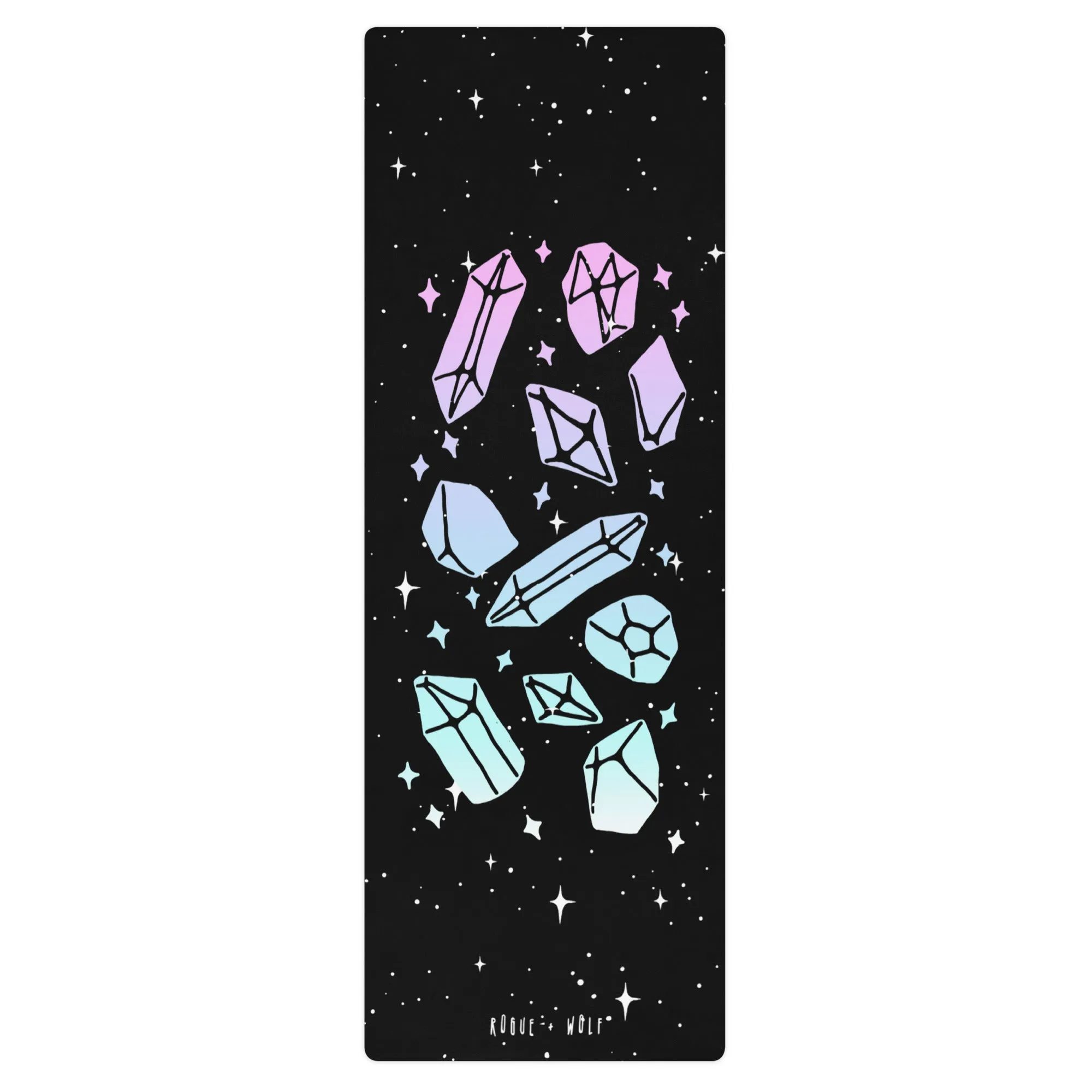 Divination Crystals Yoga Mat -  Non Slip Witchy & Whimsy Mat for Yoga Pilates & Fitness Workouts perfect Gift for Yoga lovers & witches