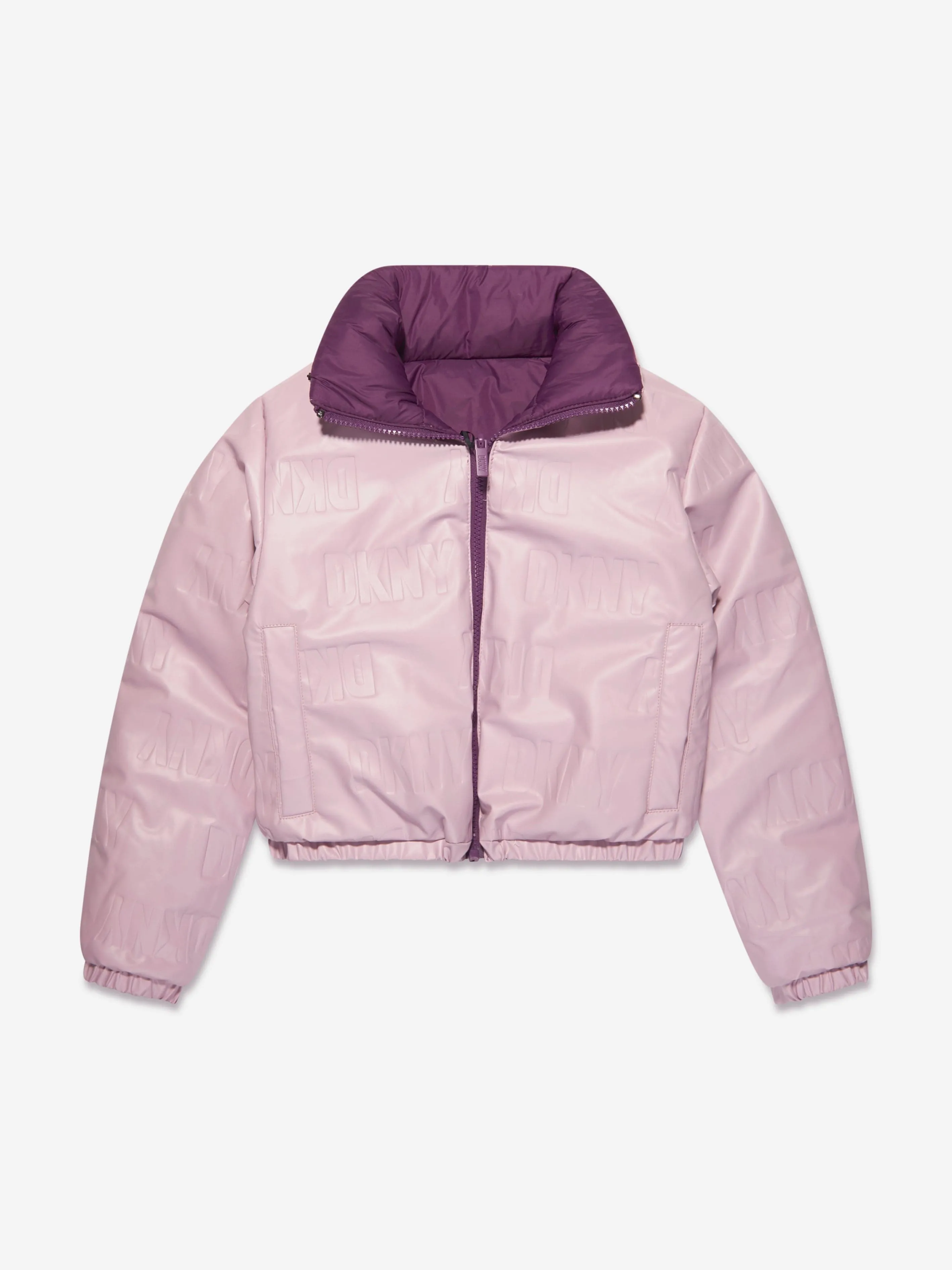 DKNY Girls Reversible Down Puffer Jacket in Purple