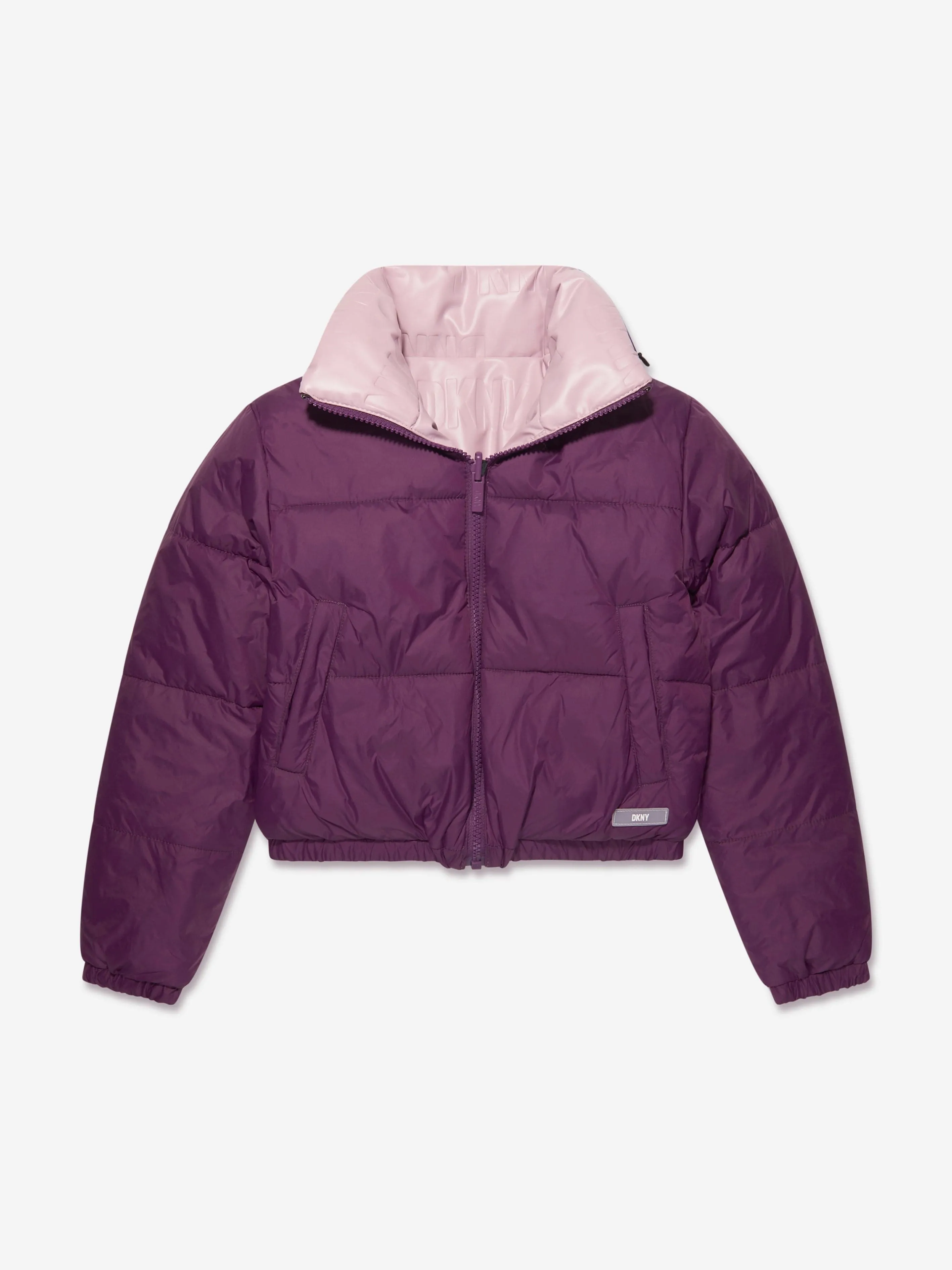 DKNY Girls Reversible Down Puffer Jacket in Purple